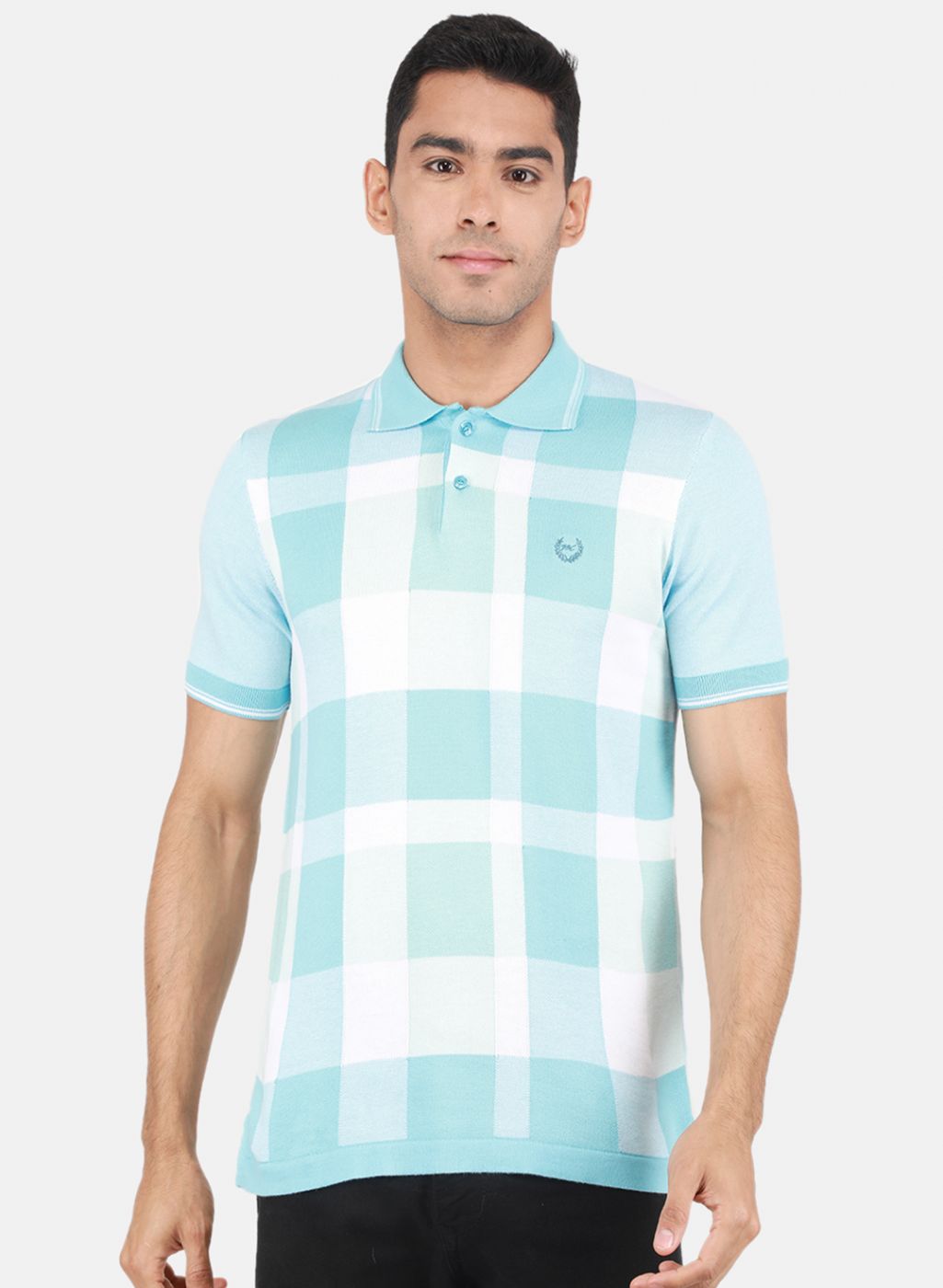 Men Blue Self Design T-Shirt