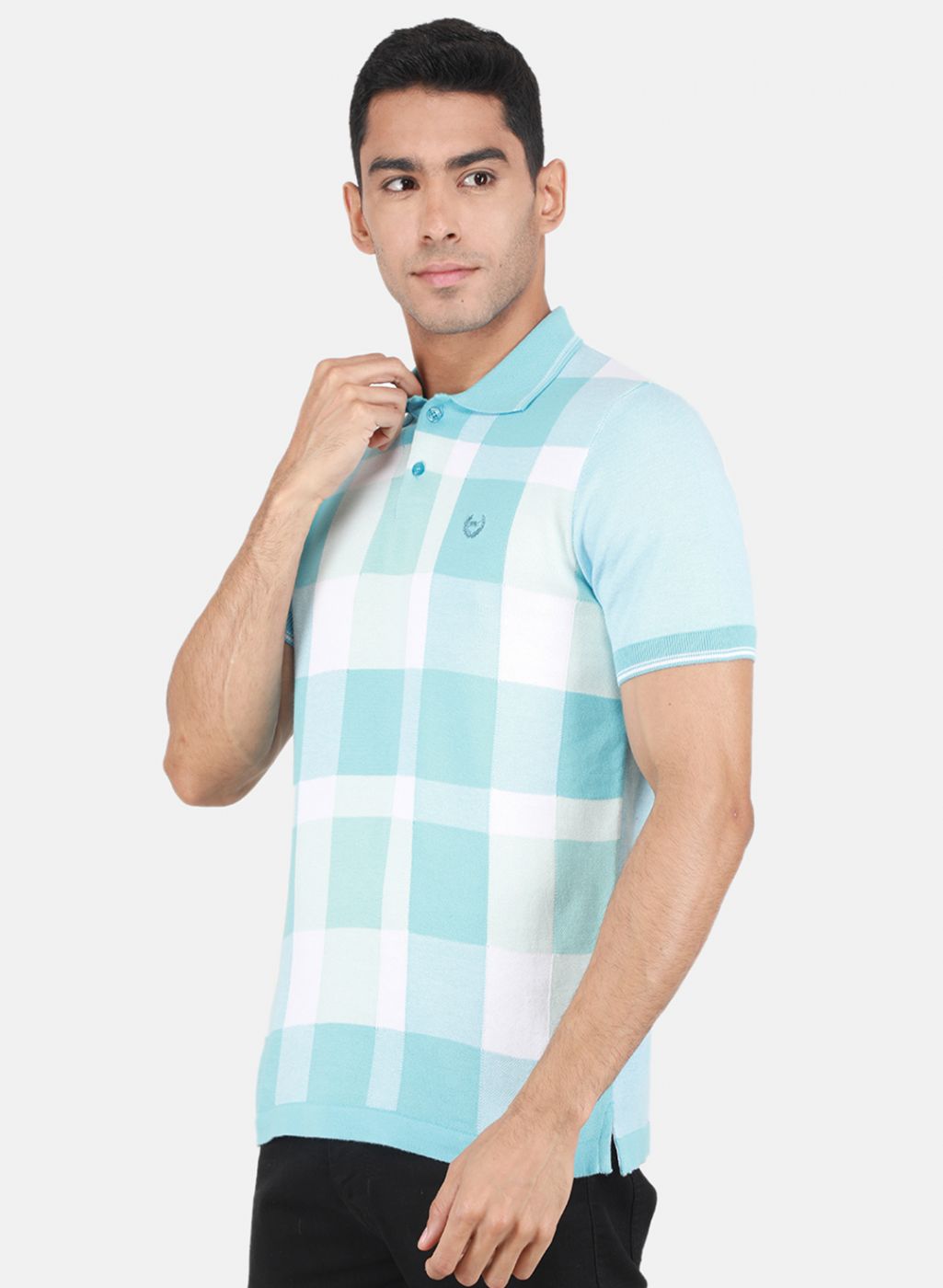 Men Blue Self Design T-Shirt