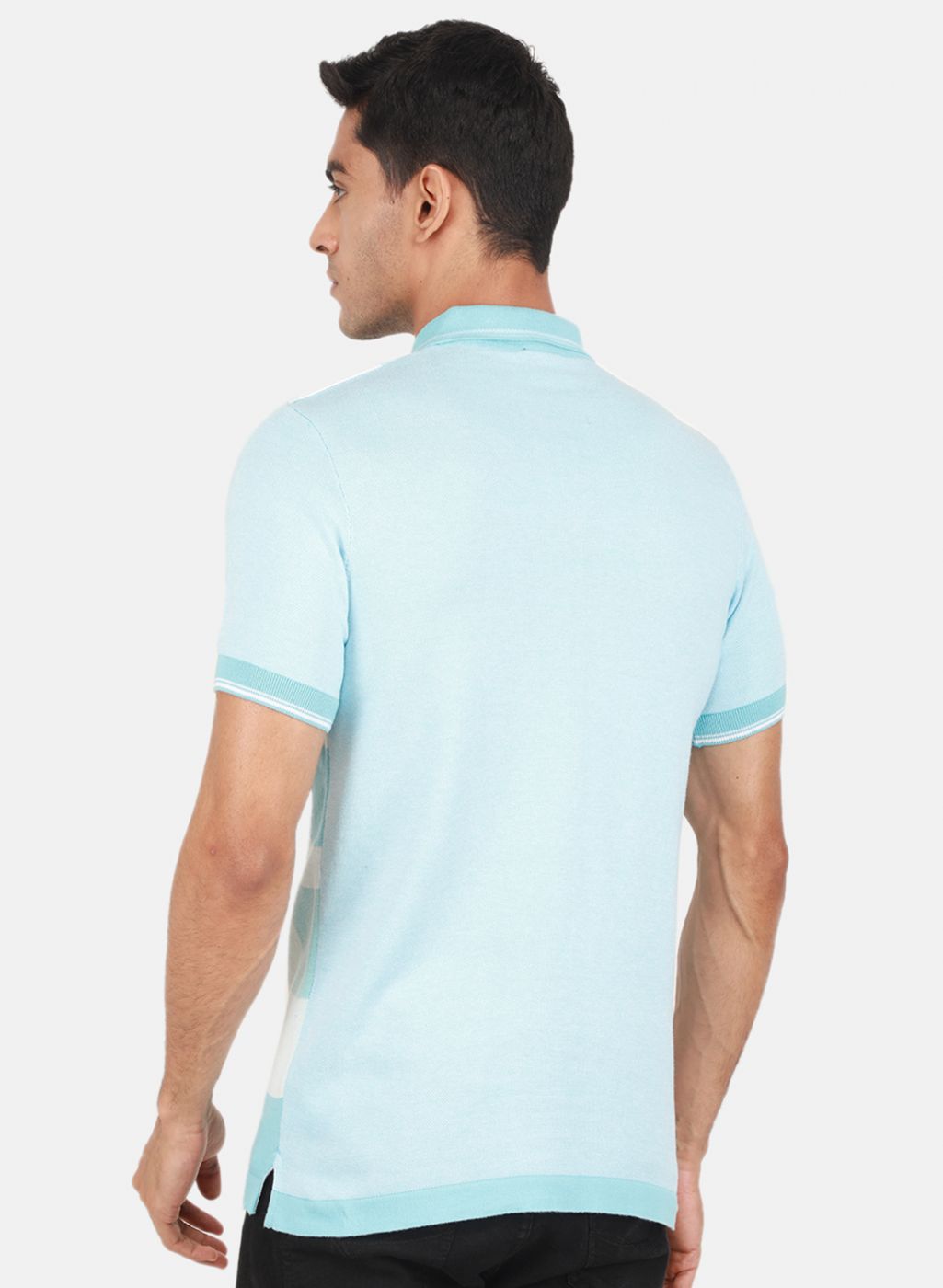 Men Blue Self Design T-Shirt