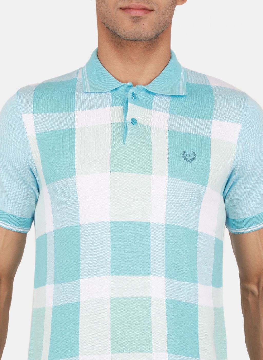 Men Blue Self Design T-Shirt