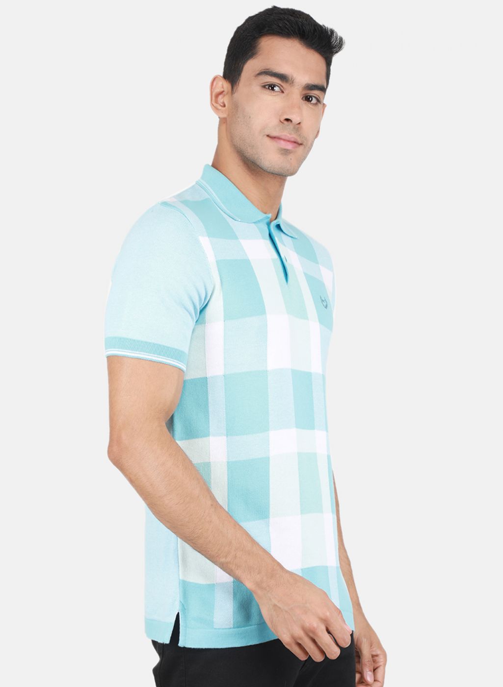 Men Blue Self Design T-Shirt