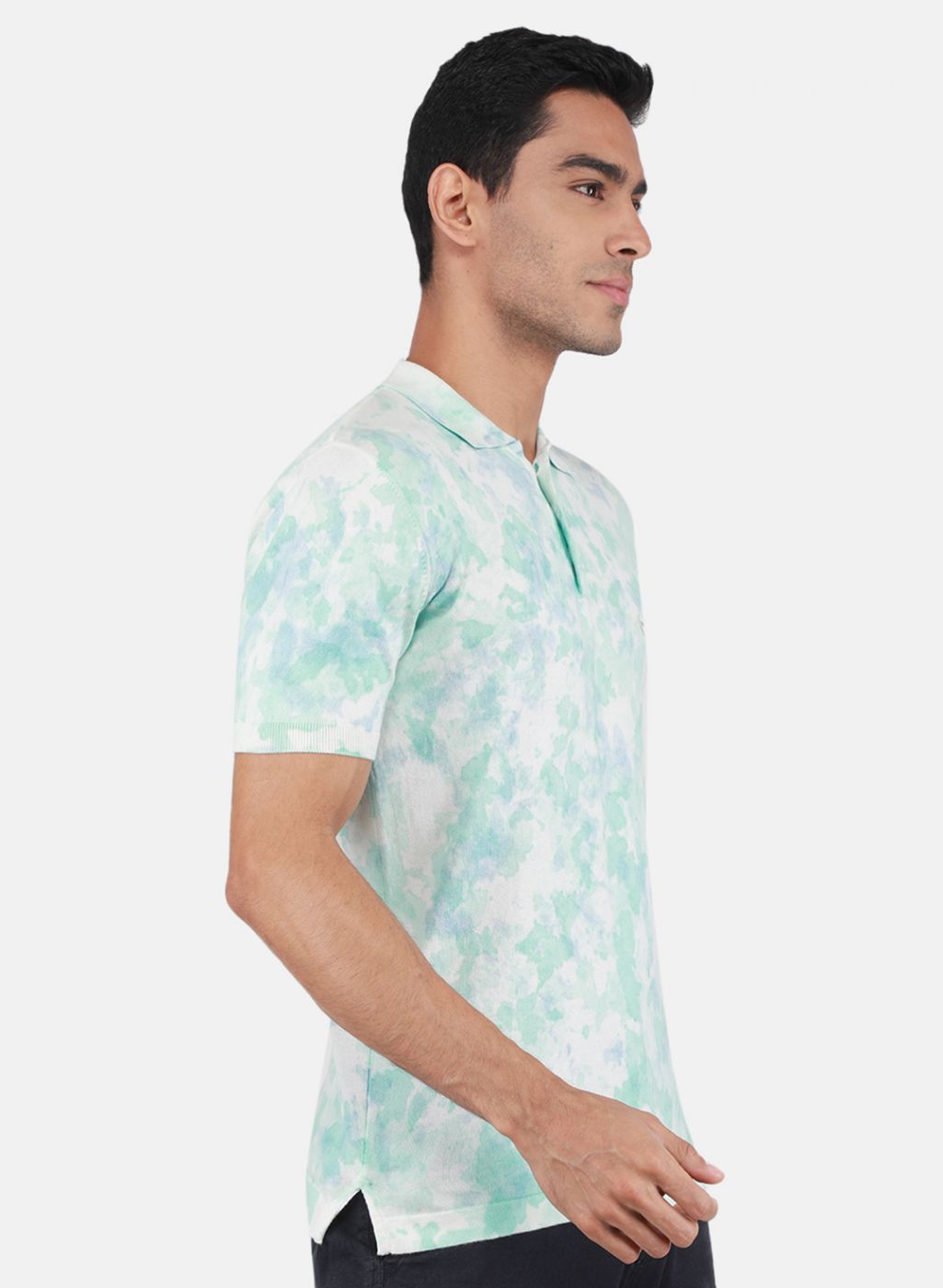 Men Blue Self Design T-Shirt