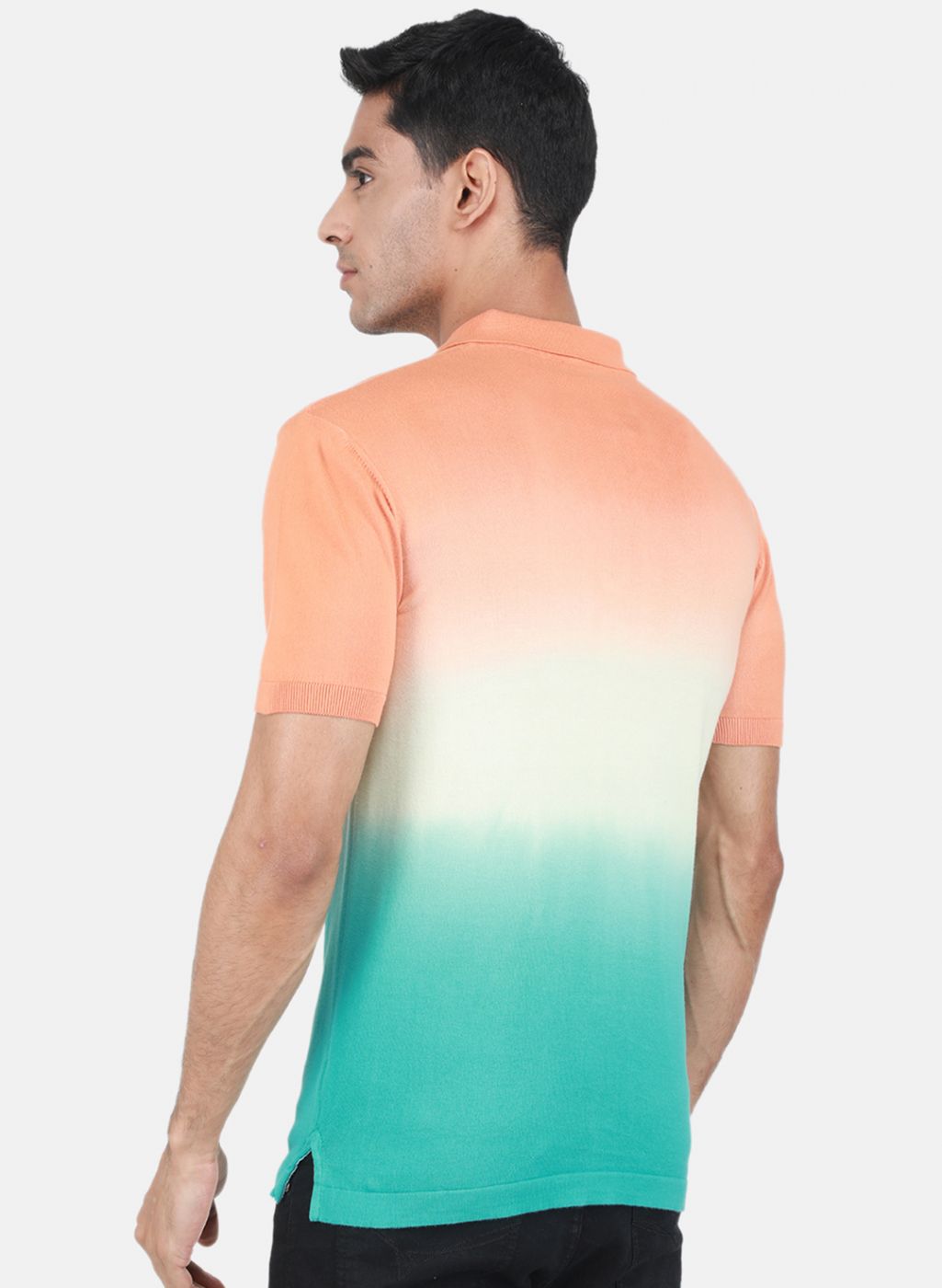 Men Green Self Design T-Shirt