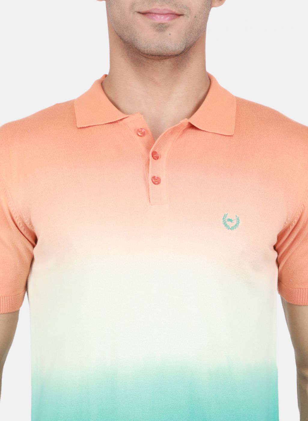 Men Green Self Design T-Shirt