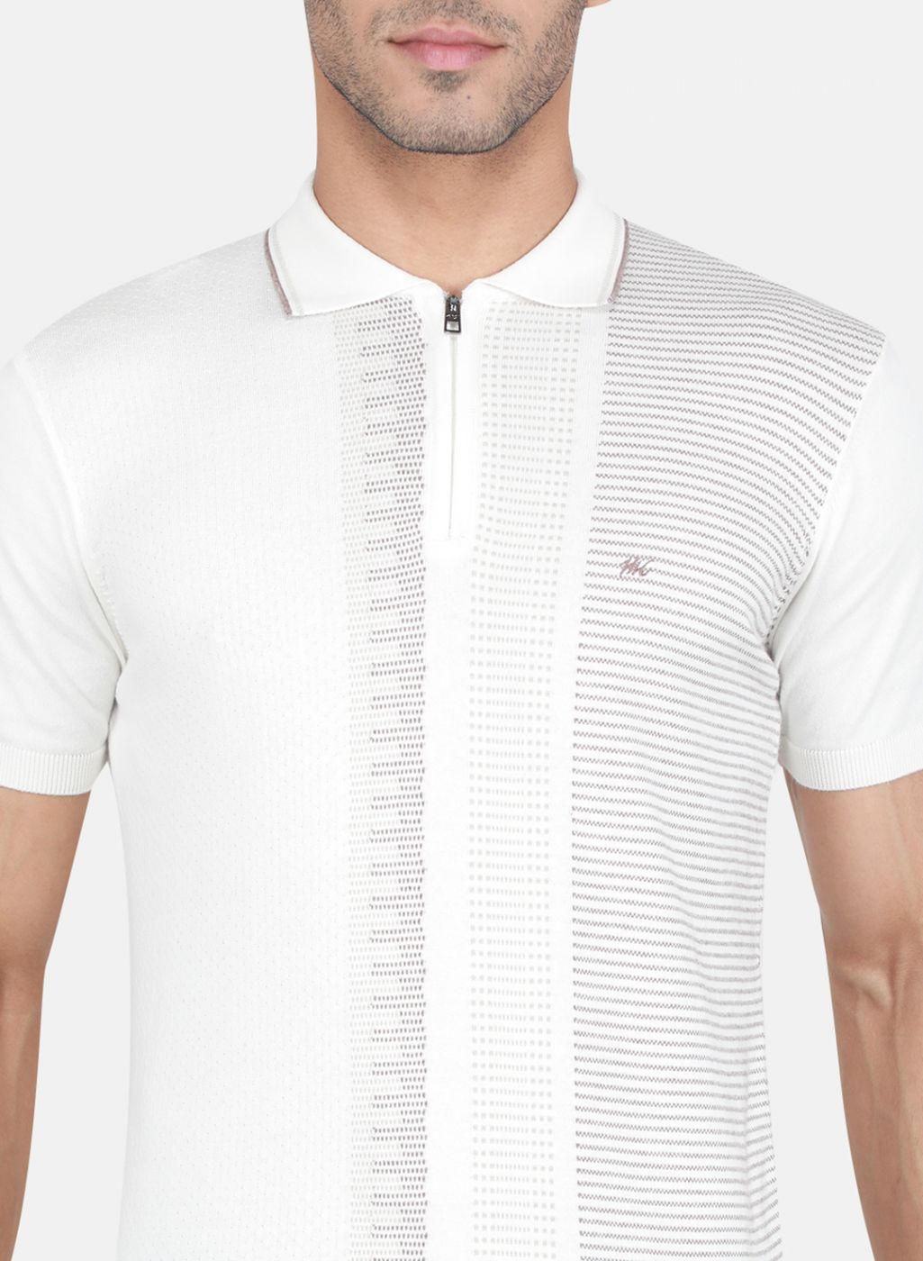 Men White Solid T-Shirt