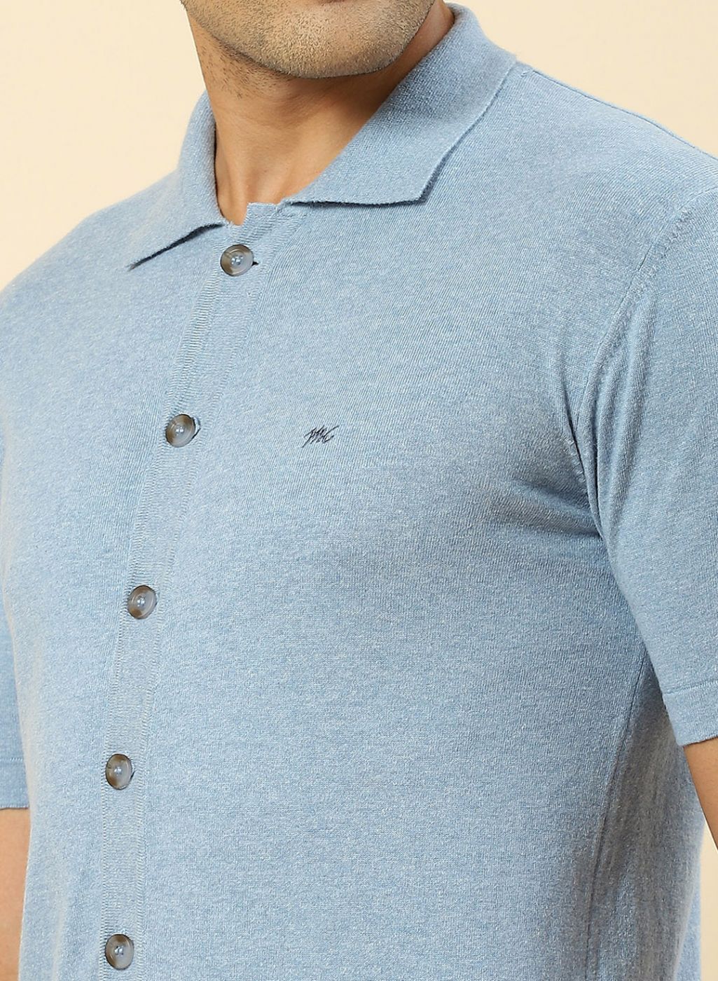 Men Sky Blue Plain T-Shirt