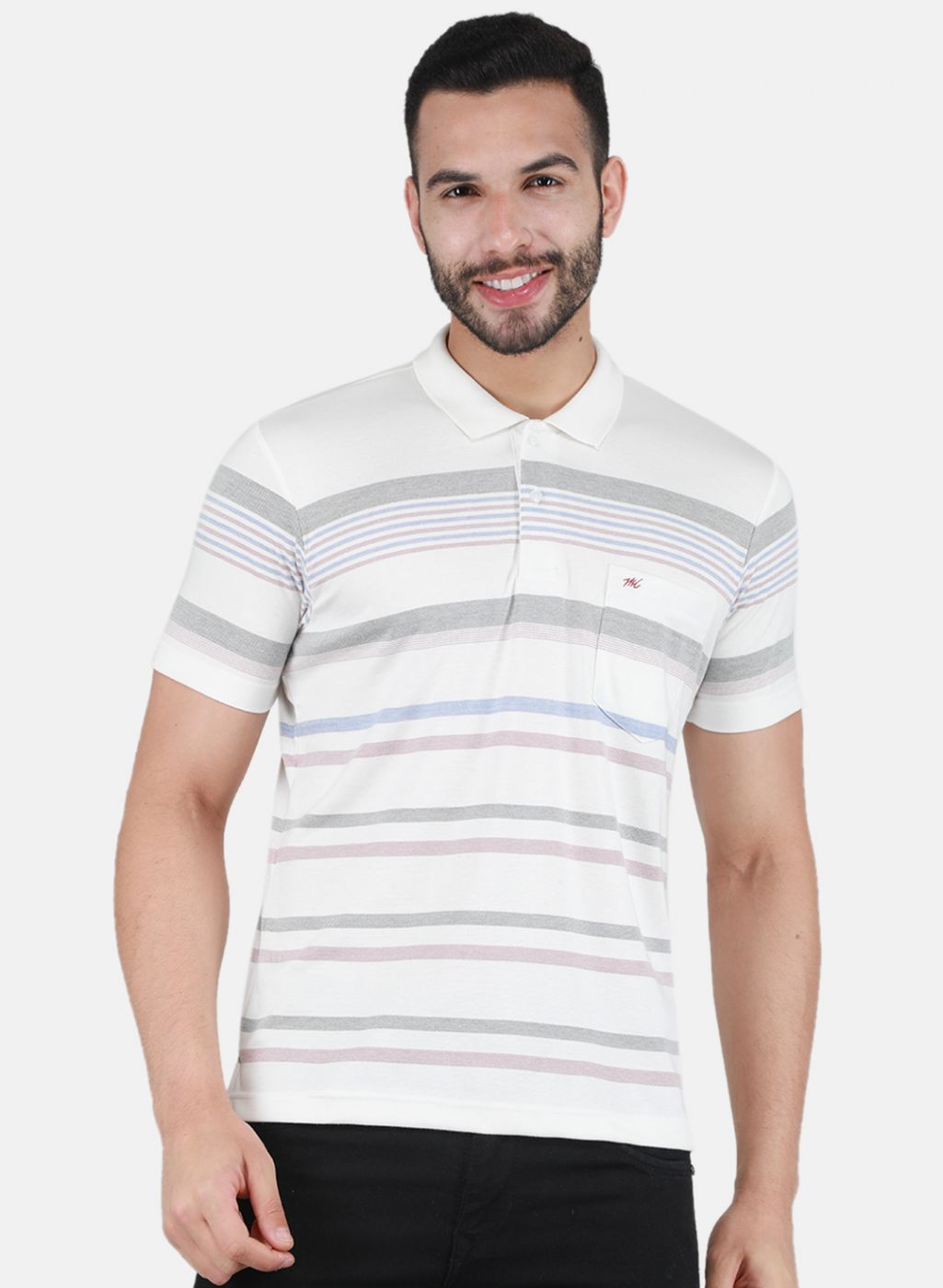 Men Off White & Red Printed T-Shirt