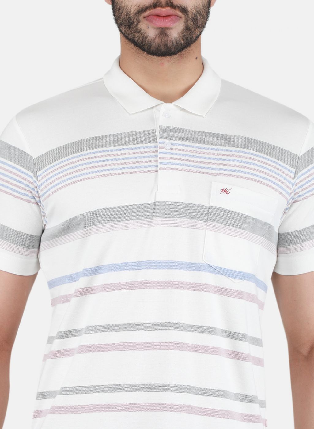 Men Off White & Red Printed T-Shirt