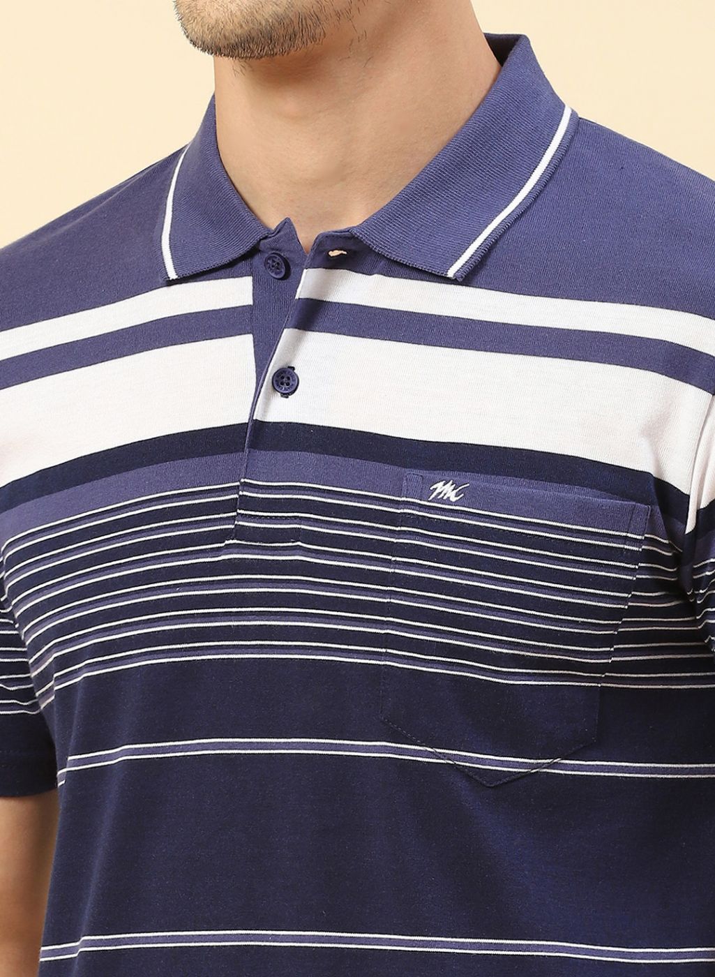 Men NAvy Blue Stripe T-Shirt
