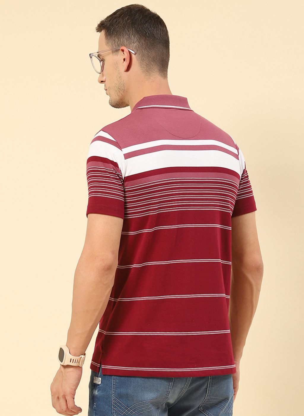 Men Maroon Stripe T-Shirt