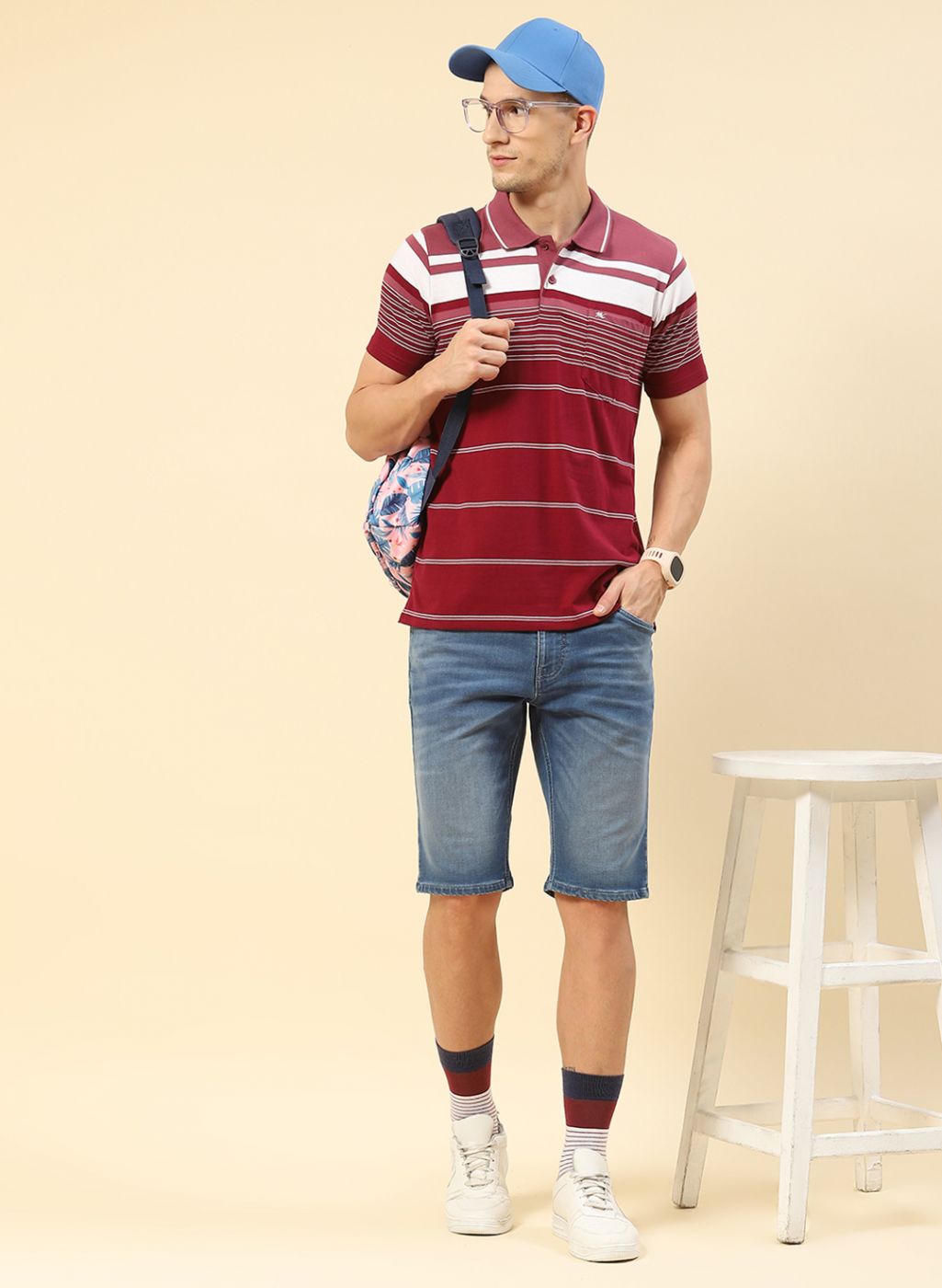 Men Maroon Stripe T-Shirt