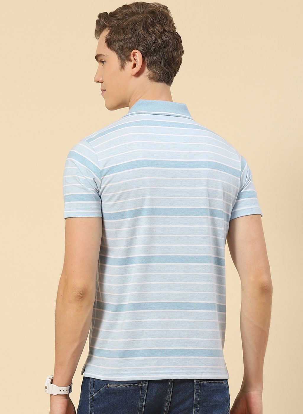 Men Sky Blue Stripe T-Shirt