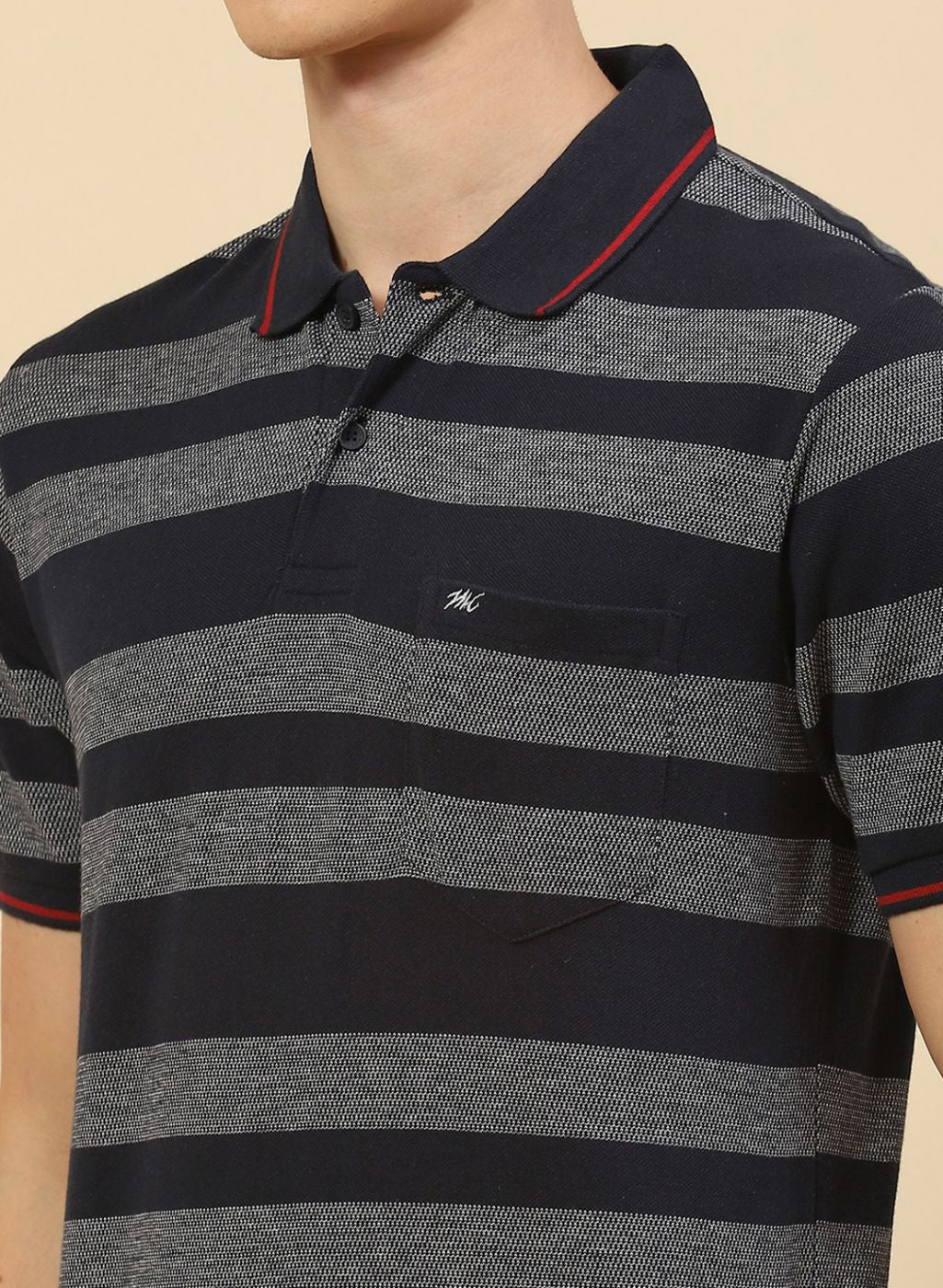 Men NAvy Blue Stripe T-Shirt