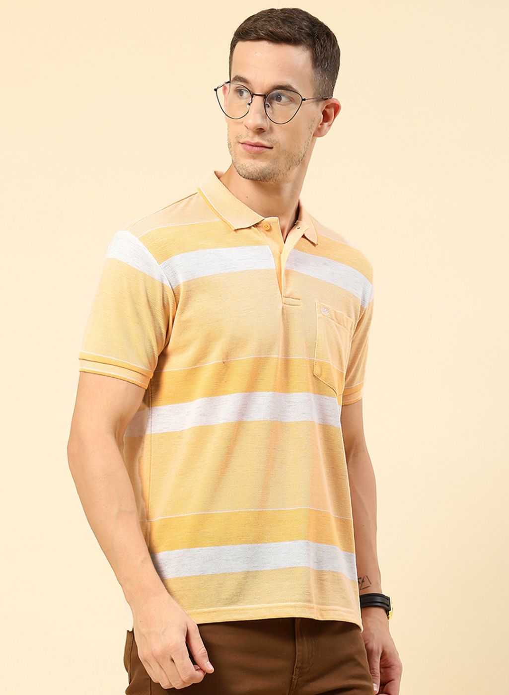 Men Orange Stripe T-Shirt