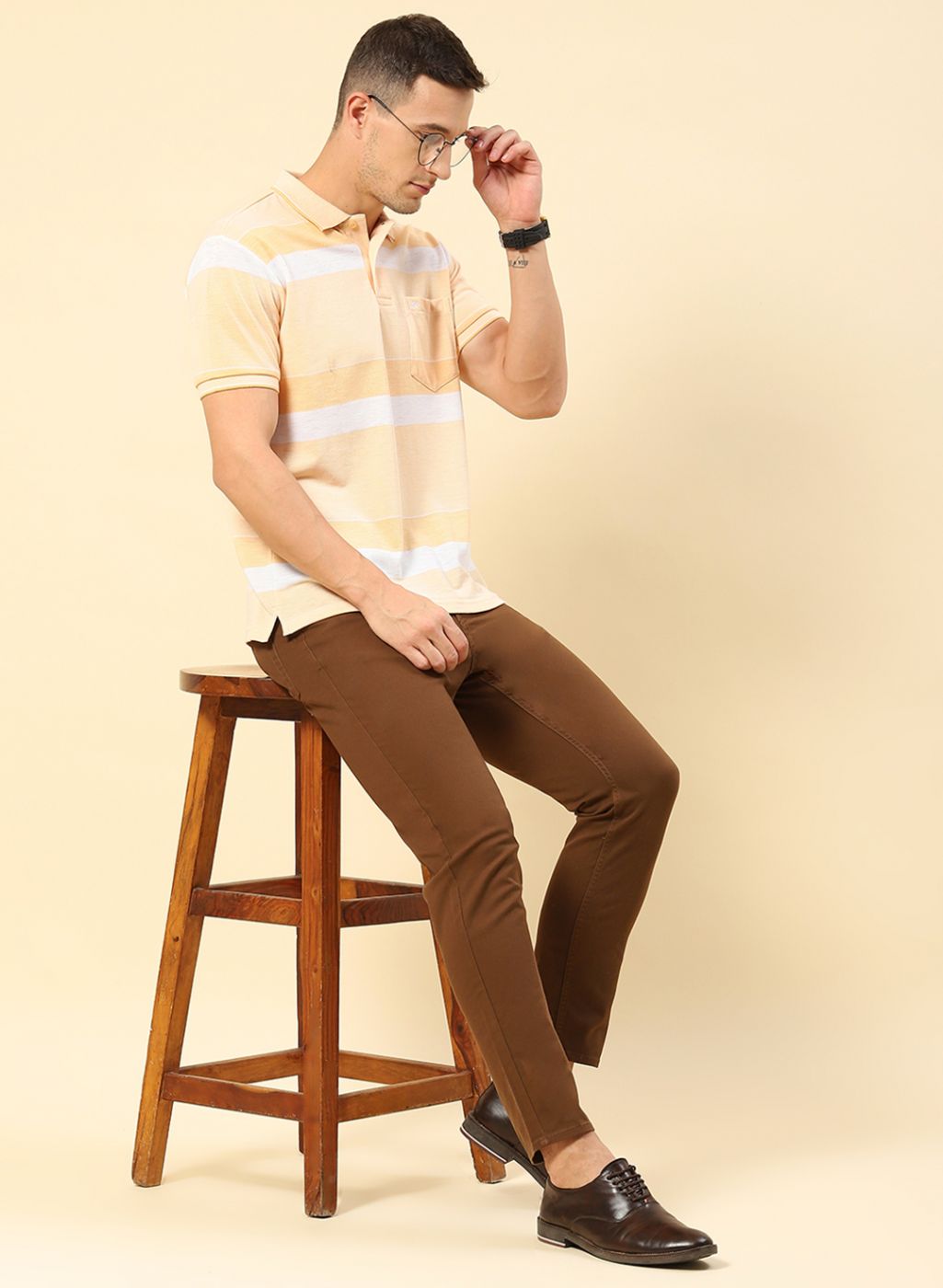 Men Orange Stripe T-Shirt