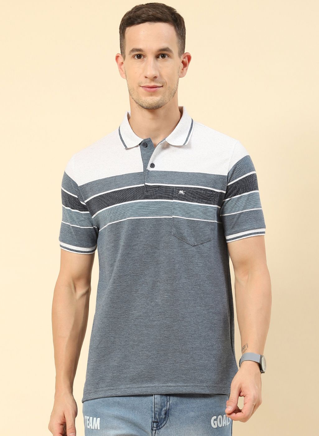 Men Blue Stripe T-Shirt