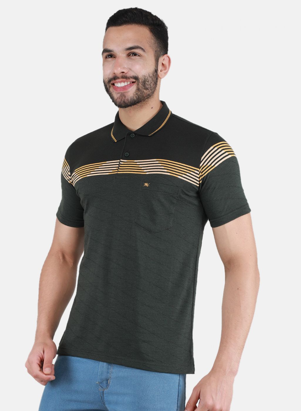 Men Olive Printed T-Shirt