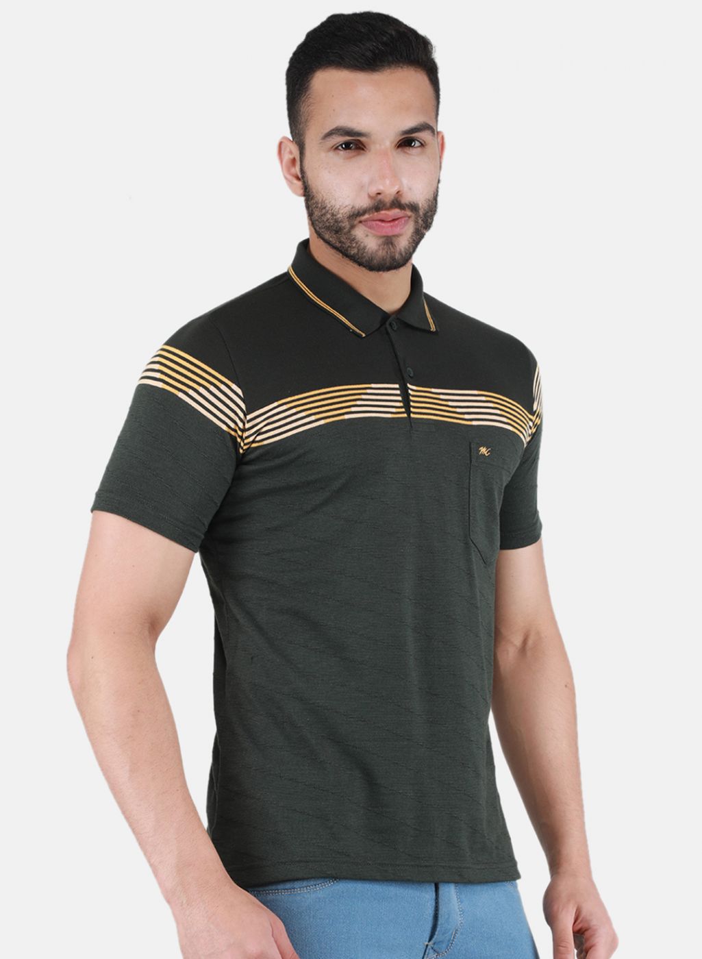 Men Olive Printed T-Shirt