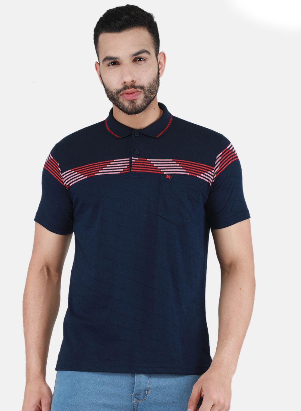 Men NAvy Blue Printed T-Shirt