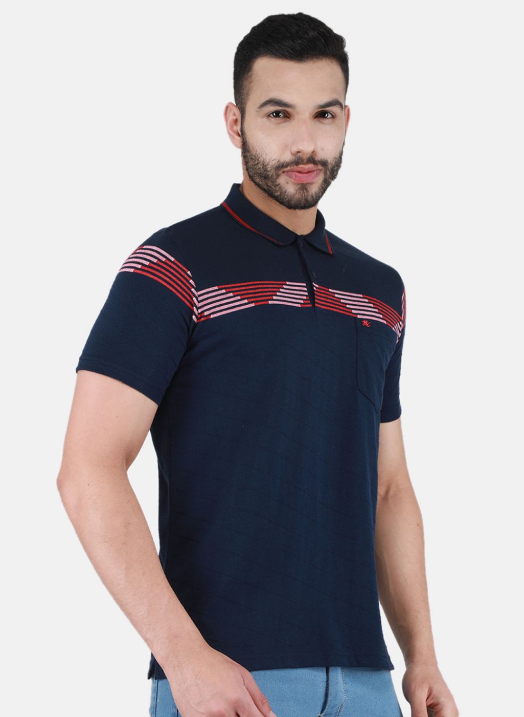 Men NAvy Blue Printed T-Shirt