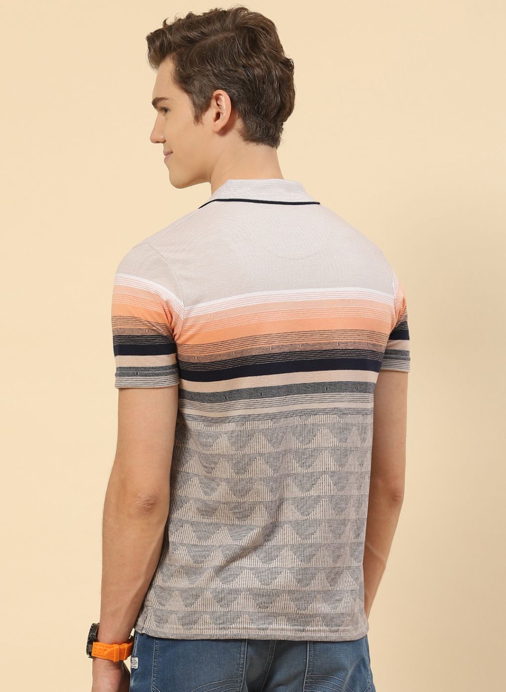 Men NAvy Blue Stripe T-Shirt