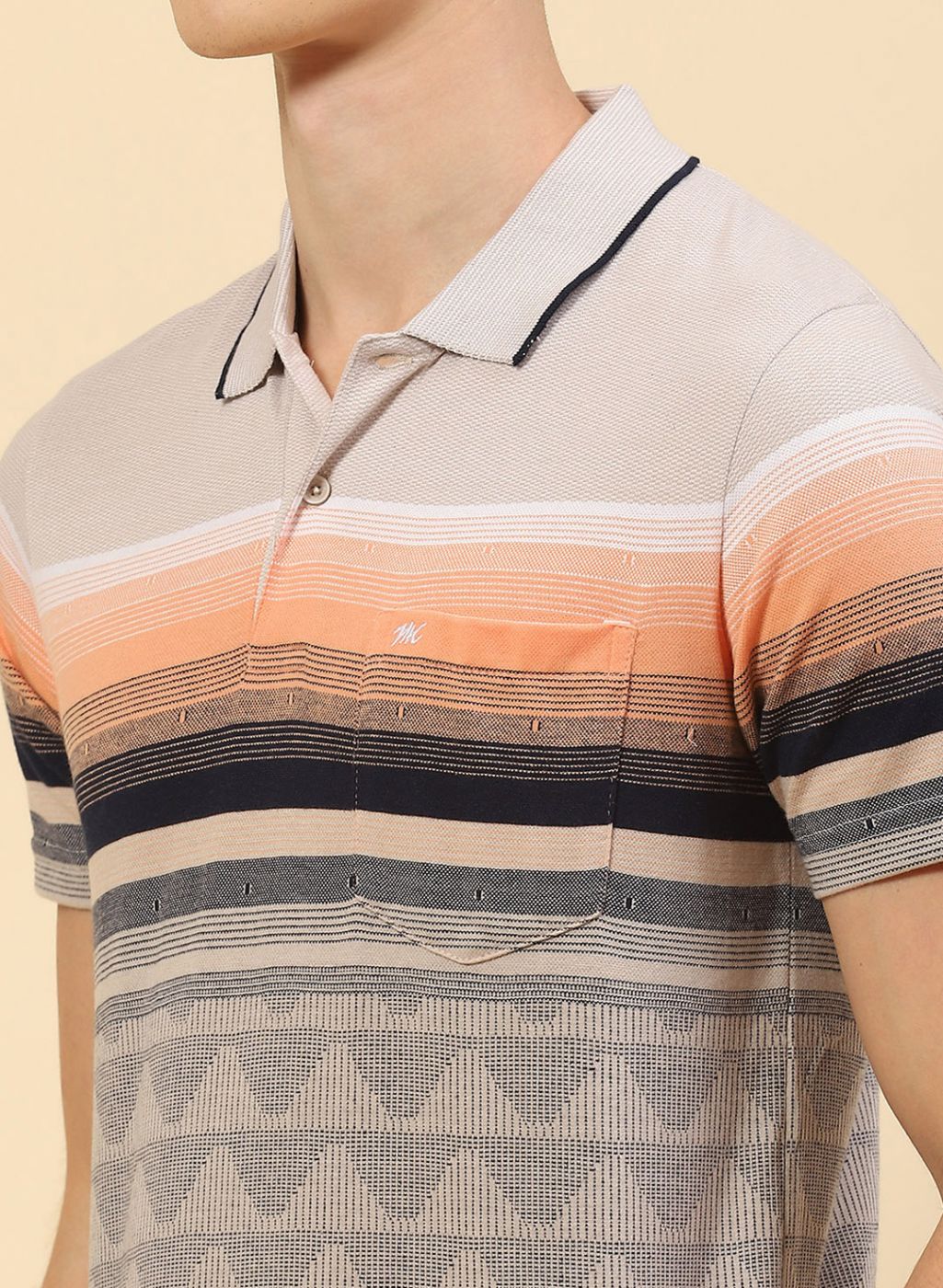 Men NAvy Blue Stripe T-Shirt