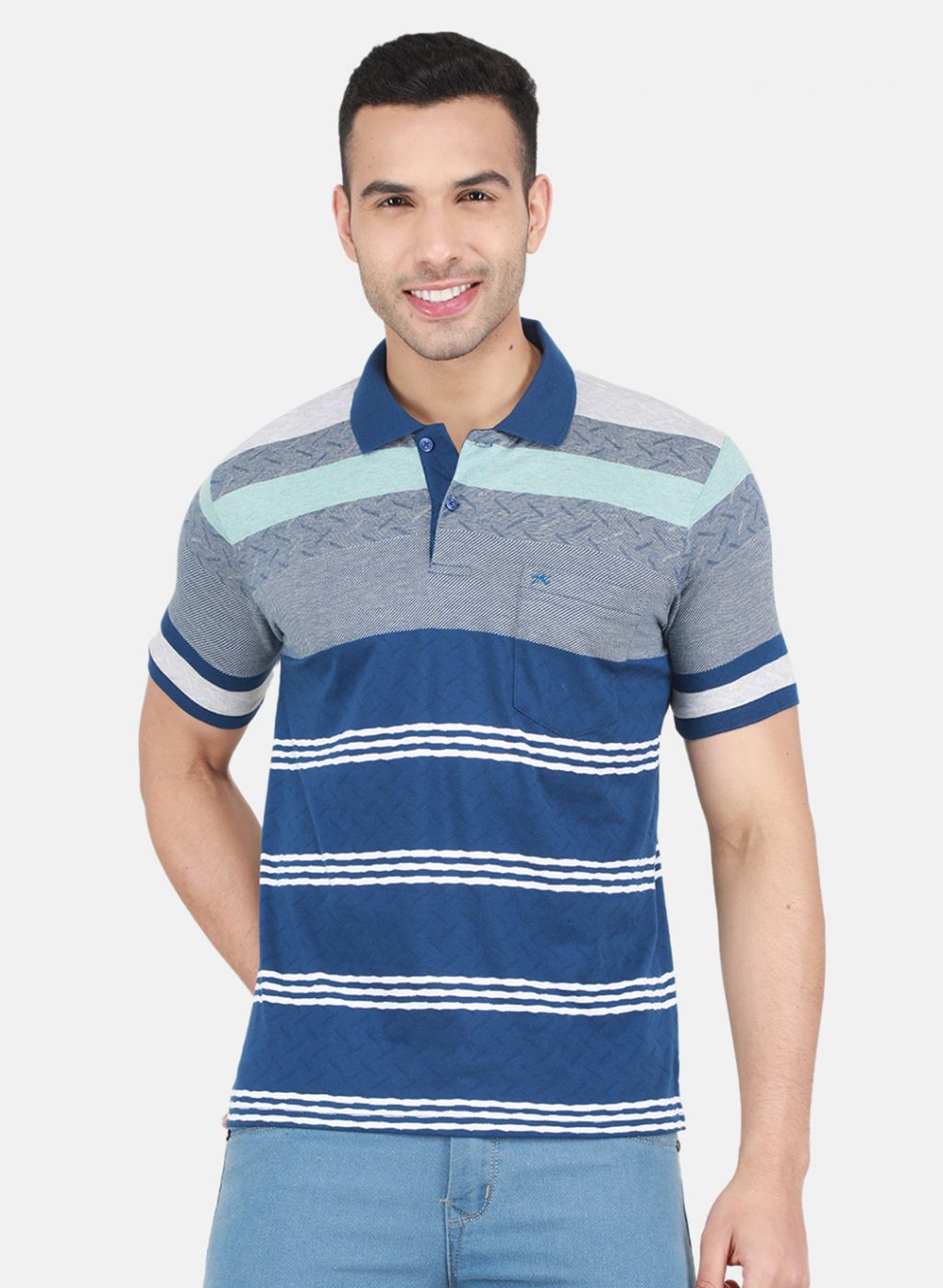 Men Blue Stripe T-Shirt