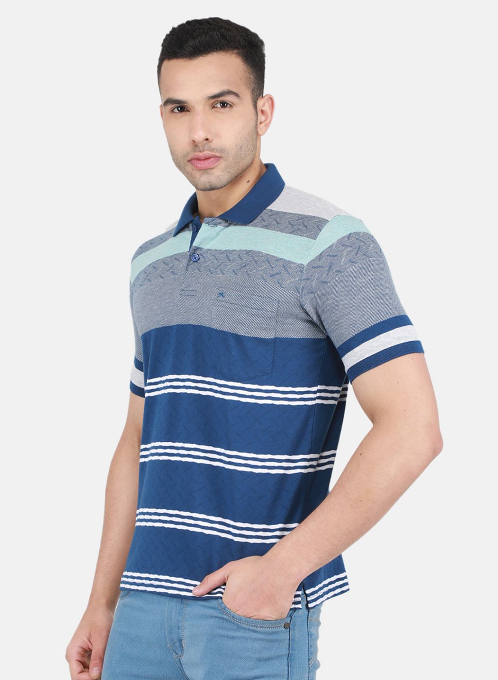 Men Blue Stripe T-Shirt