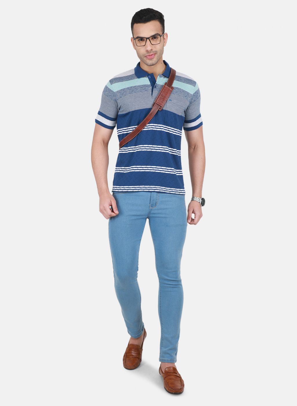 Men Blue Stripe T-Shirt