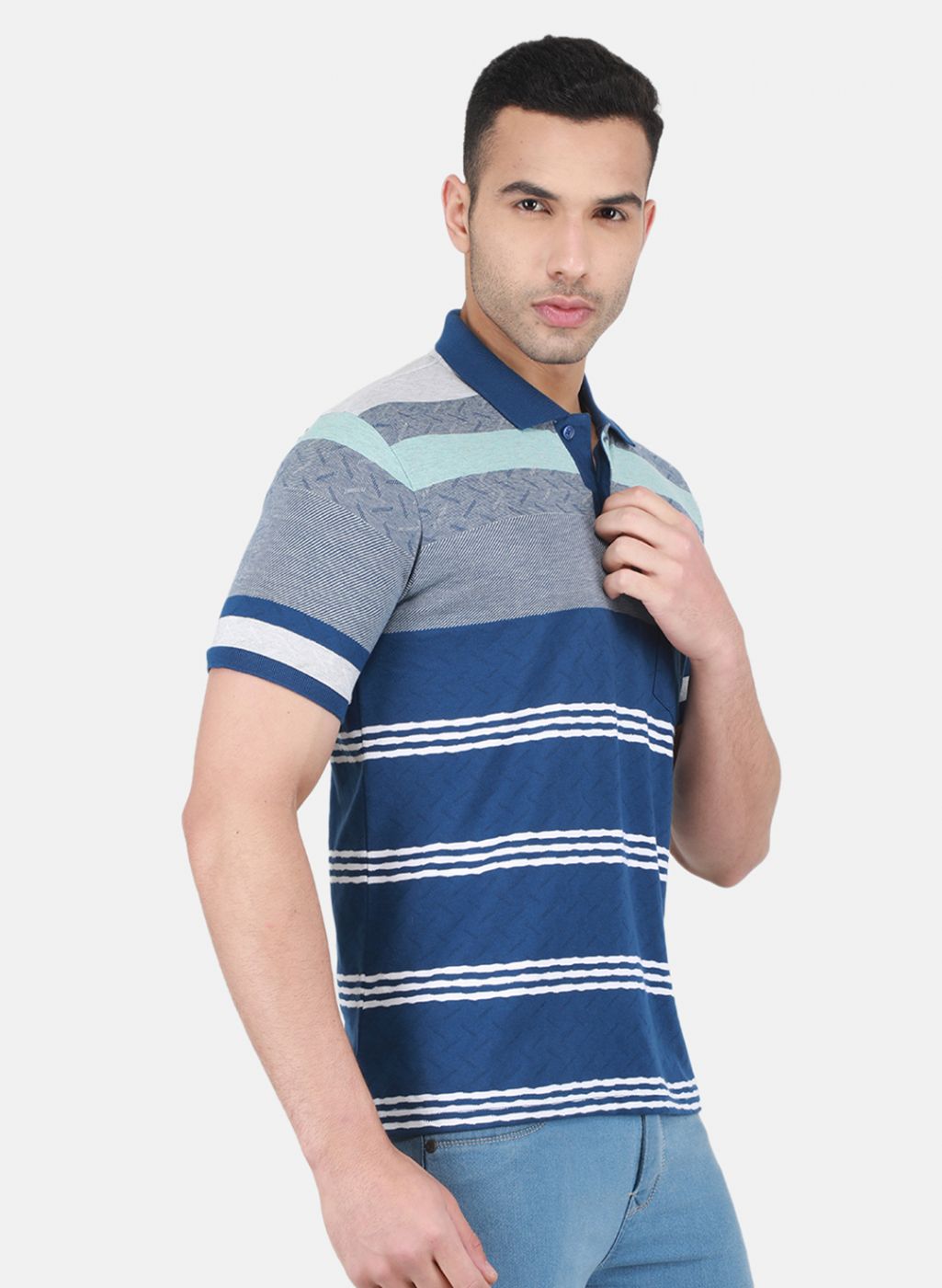 Men Blue Stripe T-Shirt