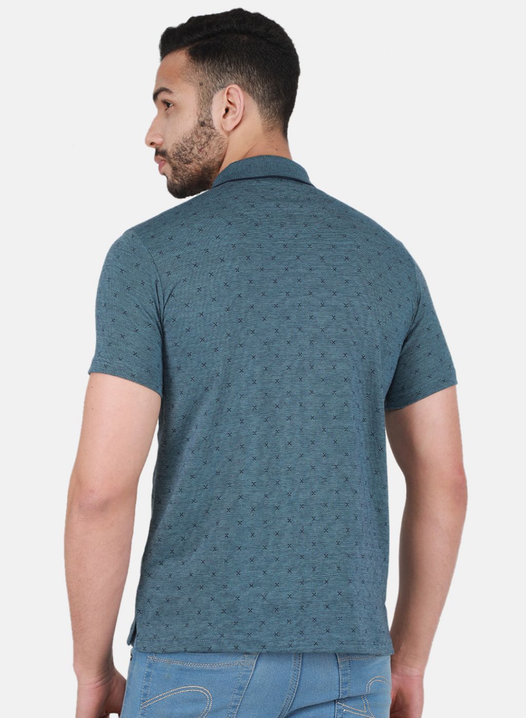 Men Teal Blue Printed T-Shirt