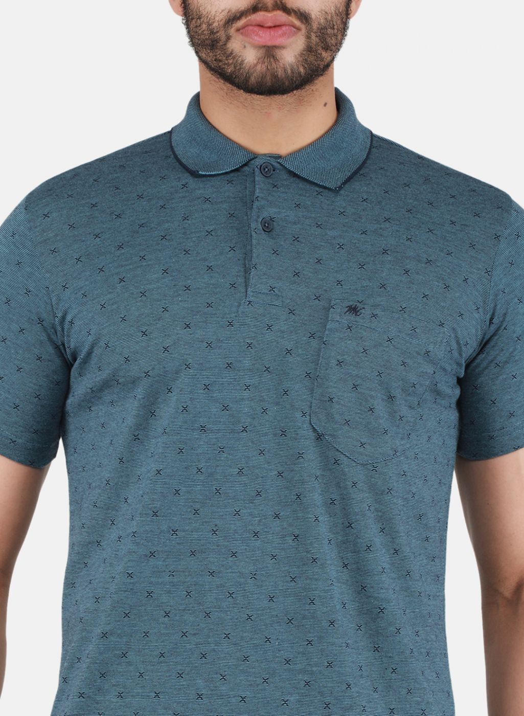 Men Teal Blue Printed T-Shirt