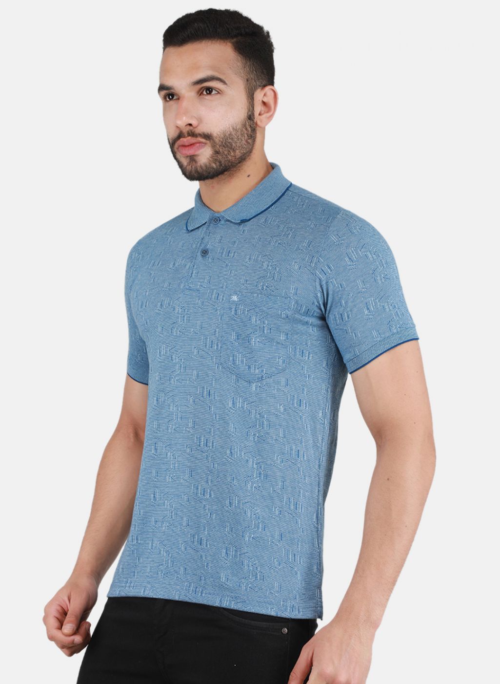 Men Sky Blue Printed T-Shirt