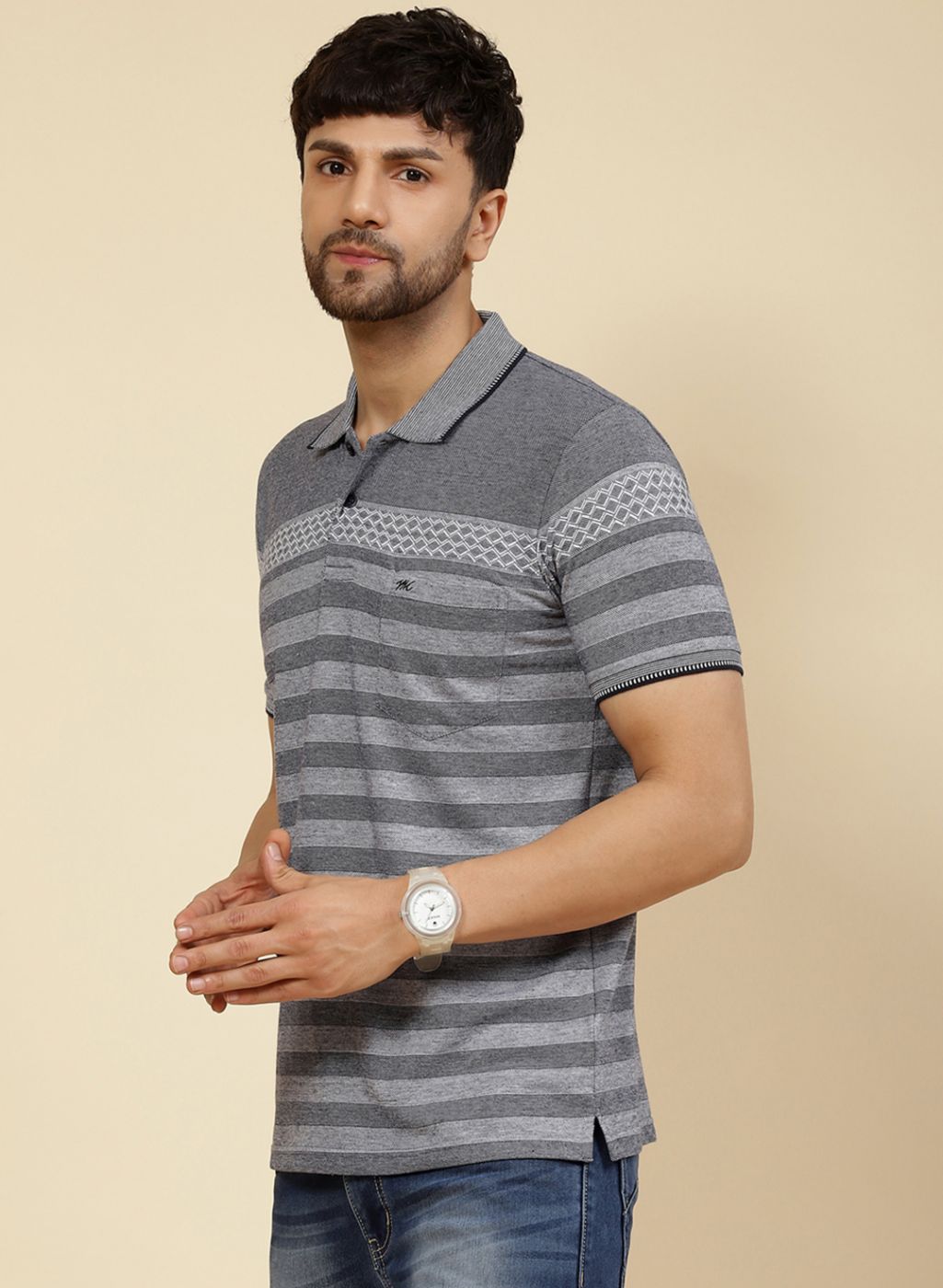 Men NAvy Blue Printed T-Shirt