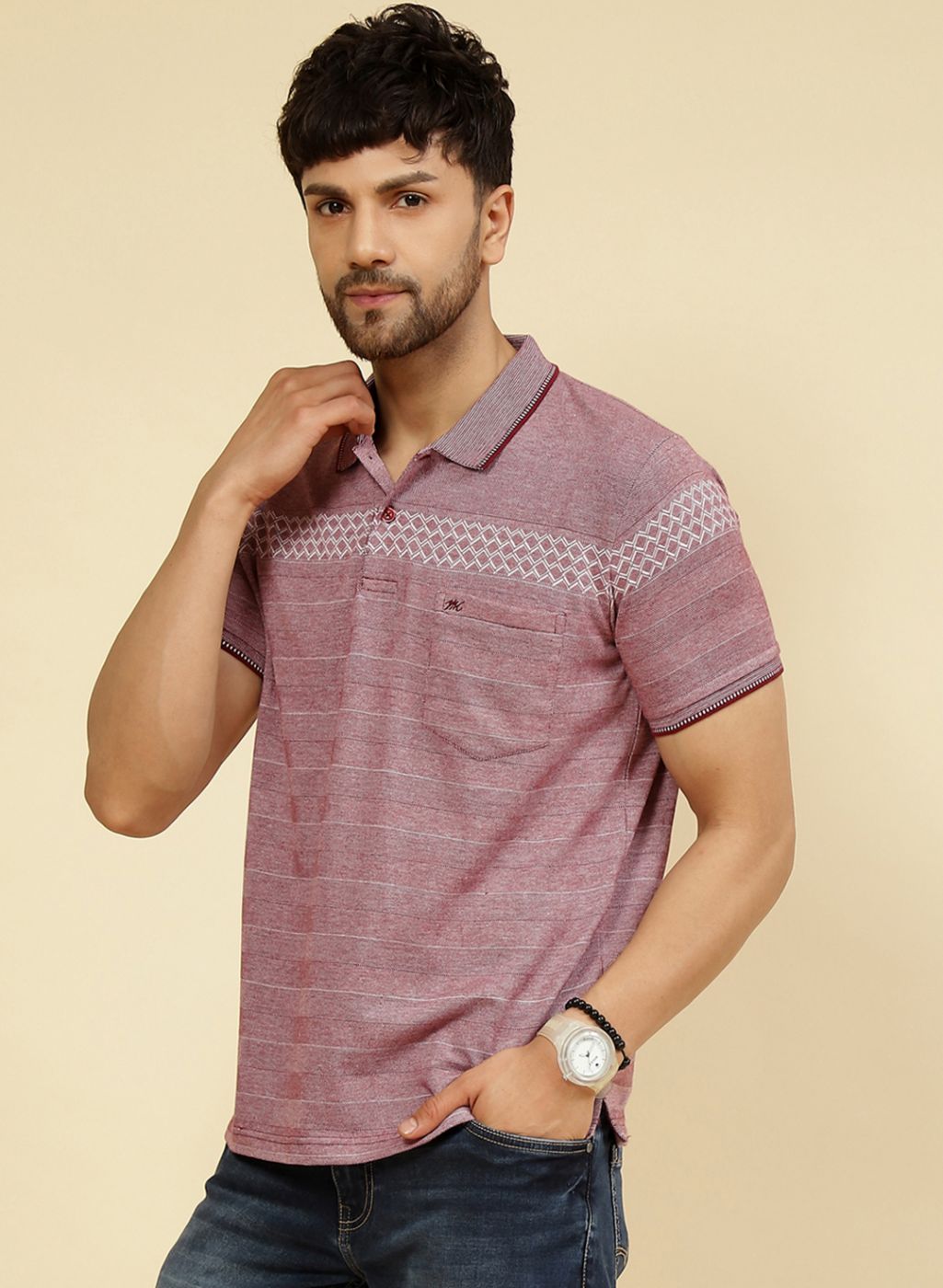 Men Maroon Printed T-Shirt