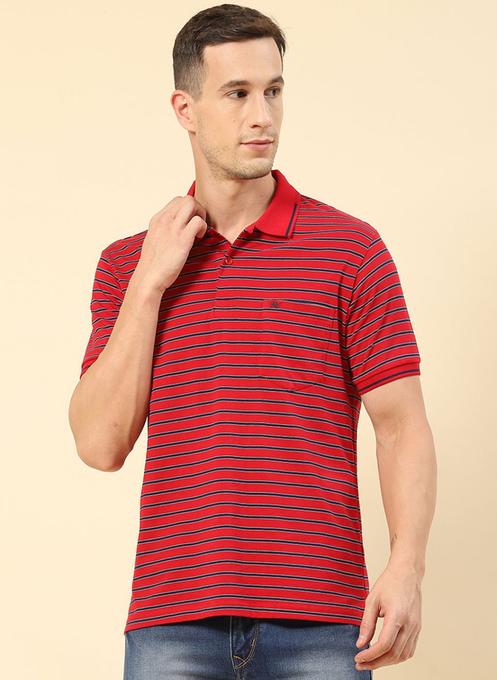 Men Red Stripe T-Shirt