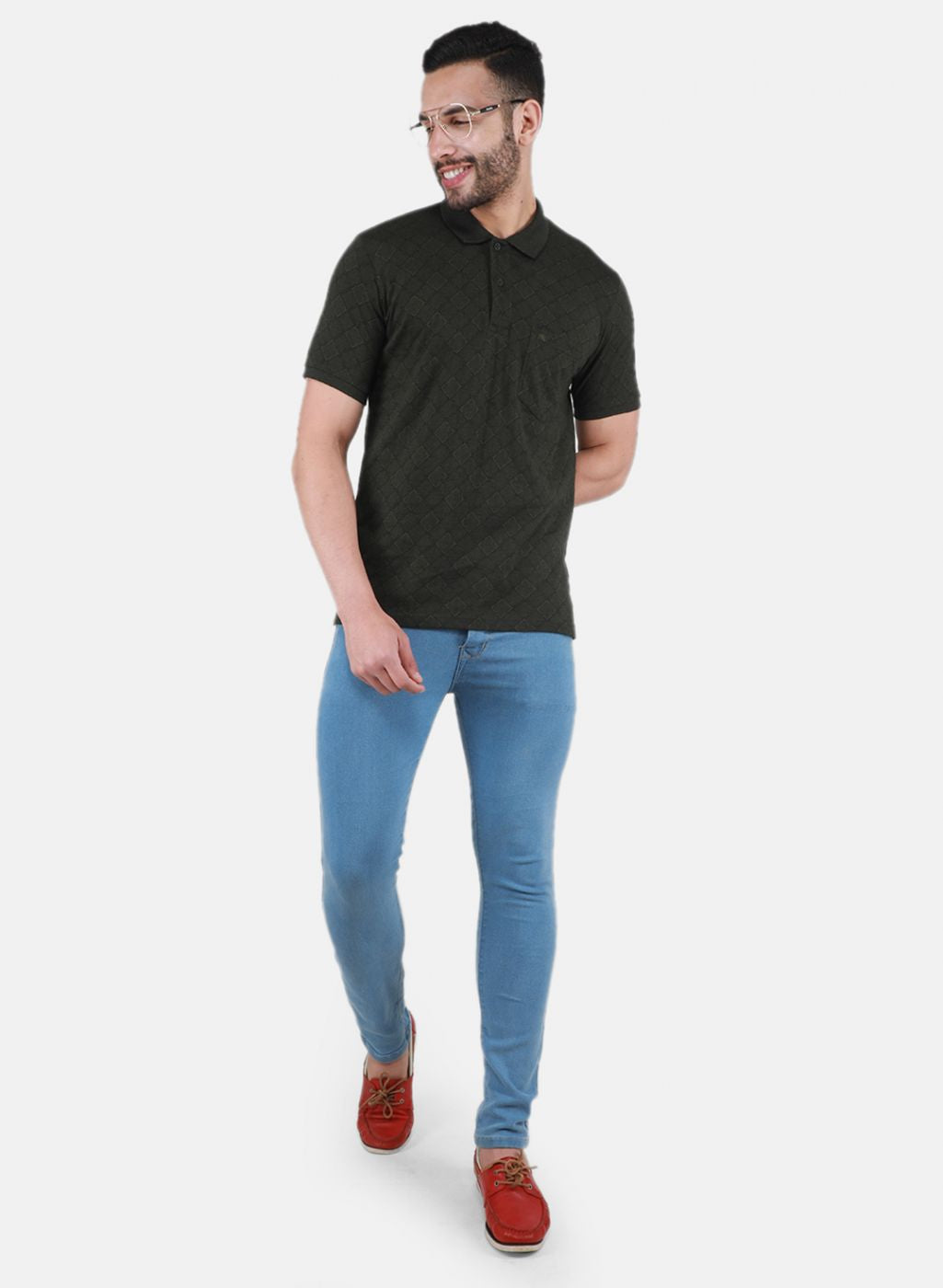 Men Olive Printed T-Shirt