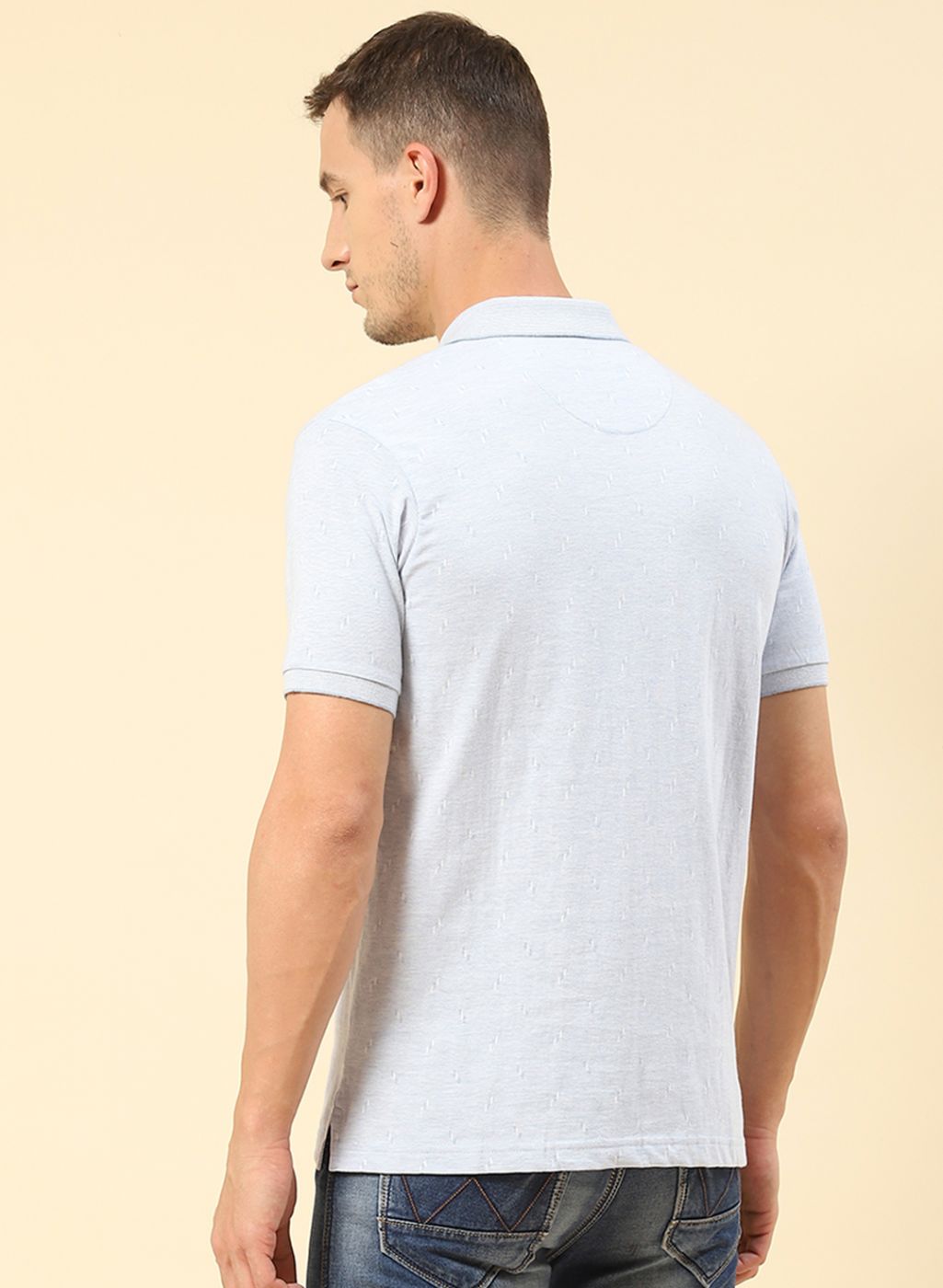 Men Blue Jaquard T-Shirt