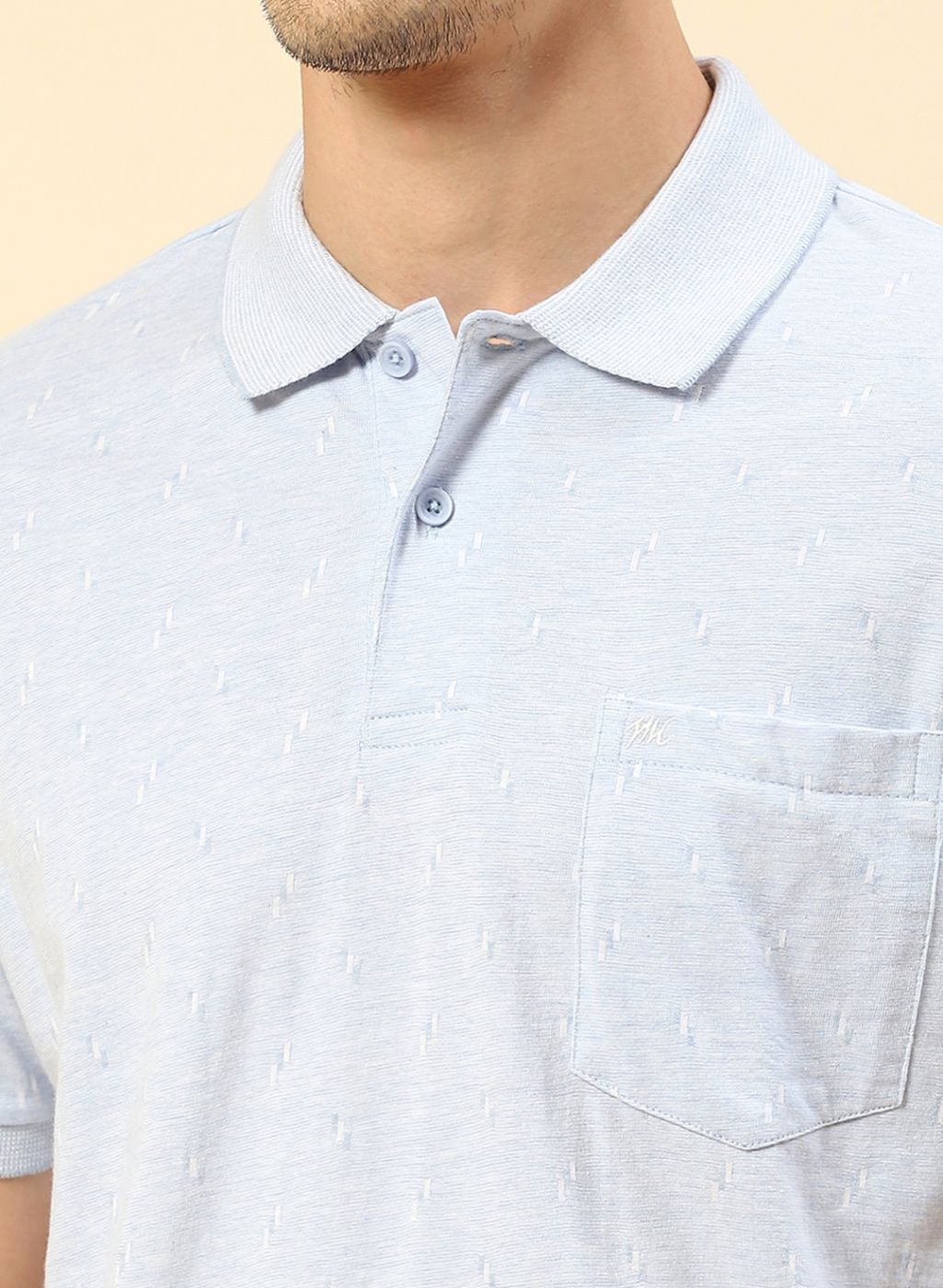 Men Blue Jaquard T-Shirt