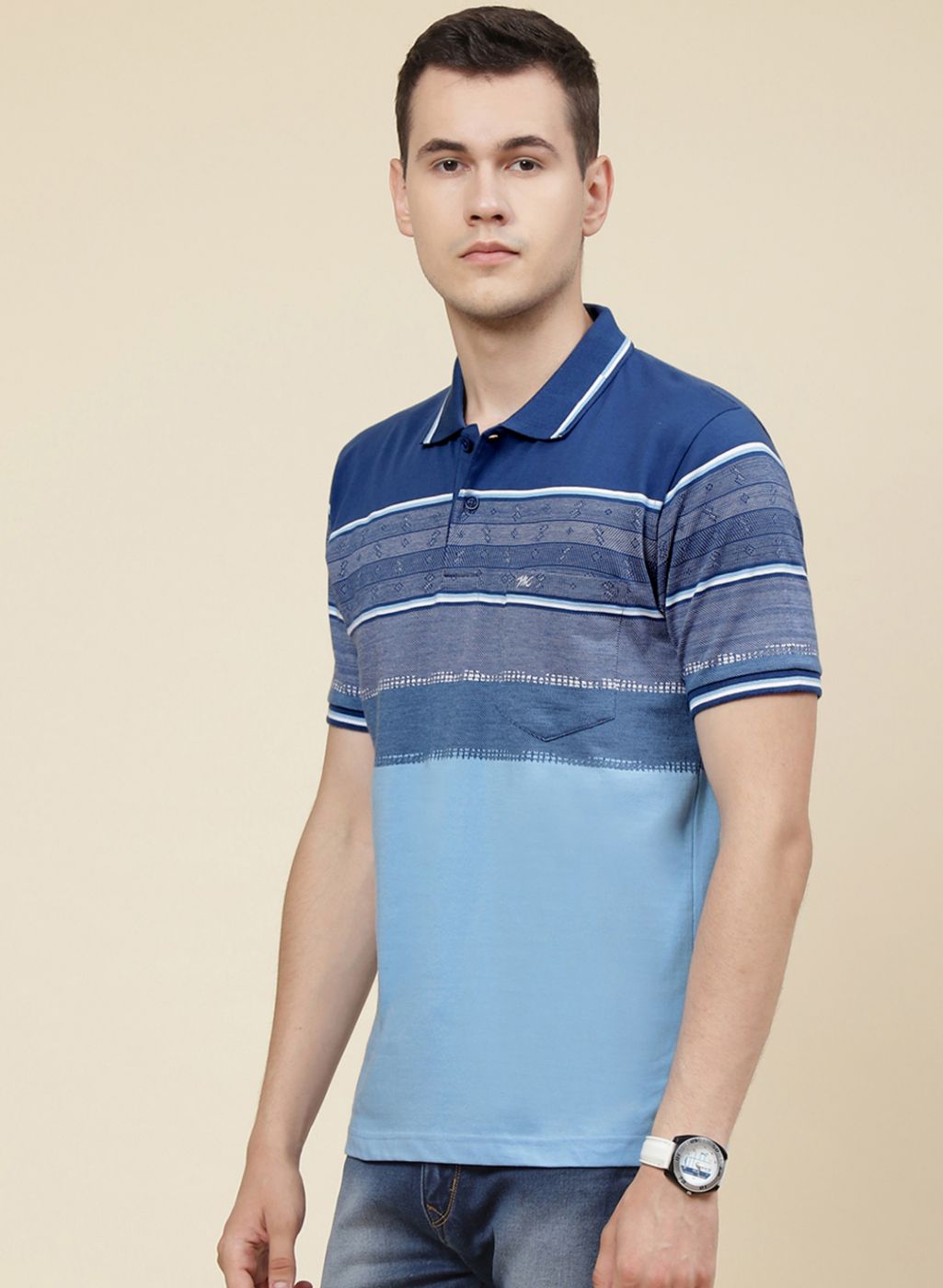 Men Blue Printed T-Shirt