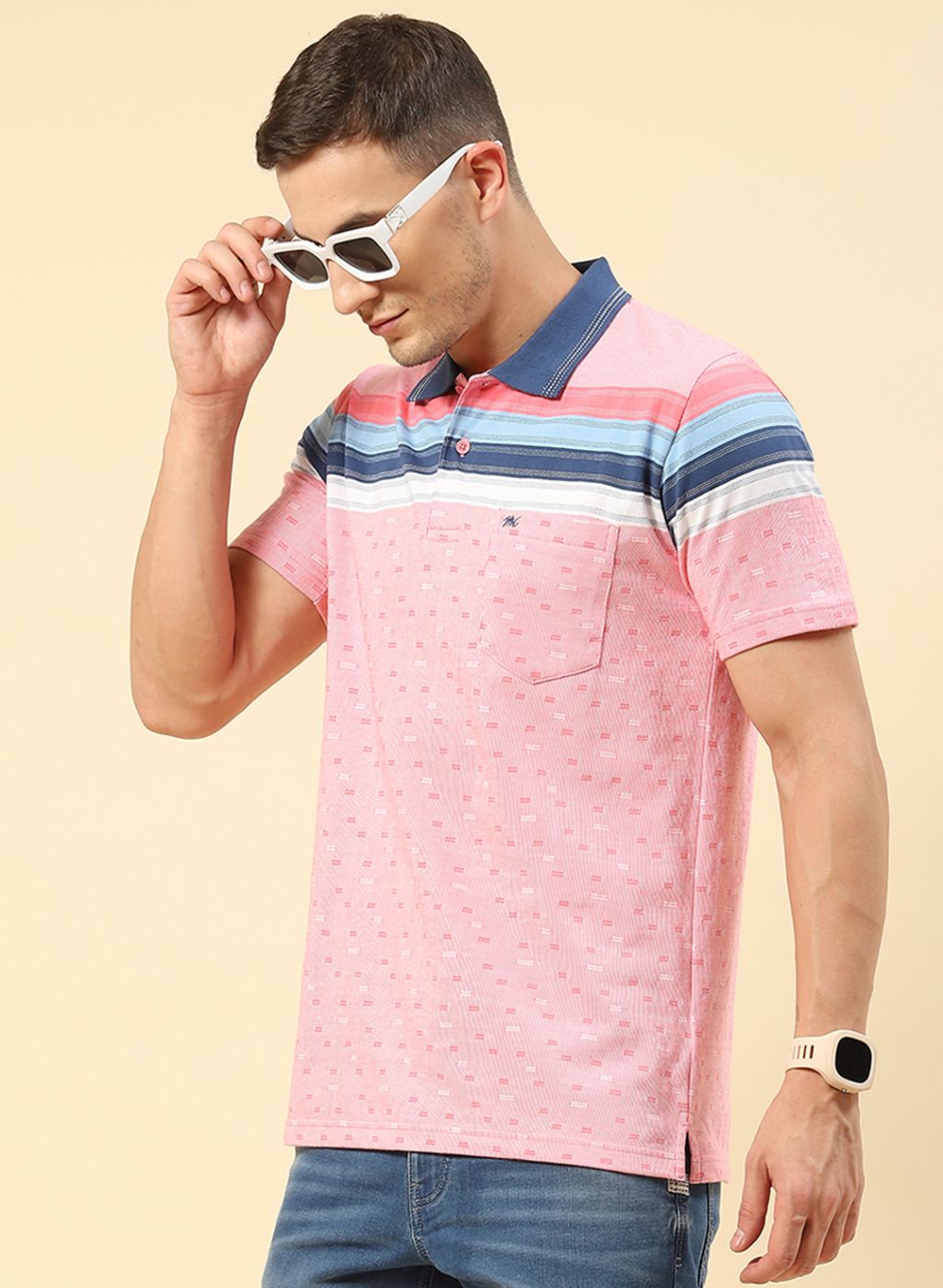 Men Pink Printed T-Shirt