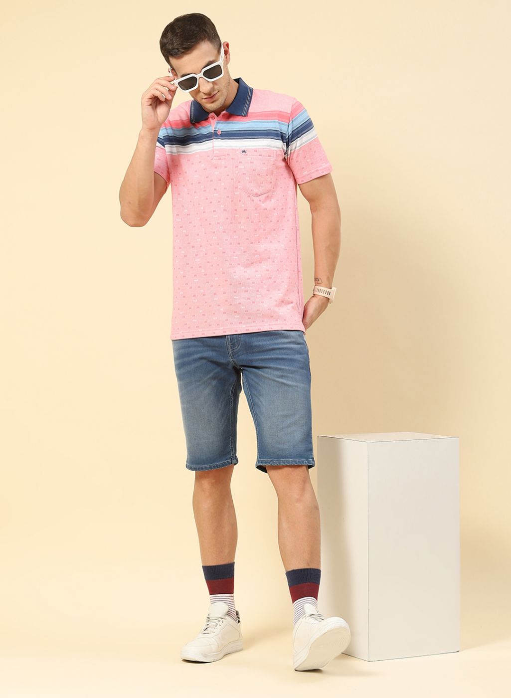 Men Pink Printed T-Shirt