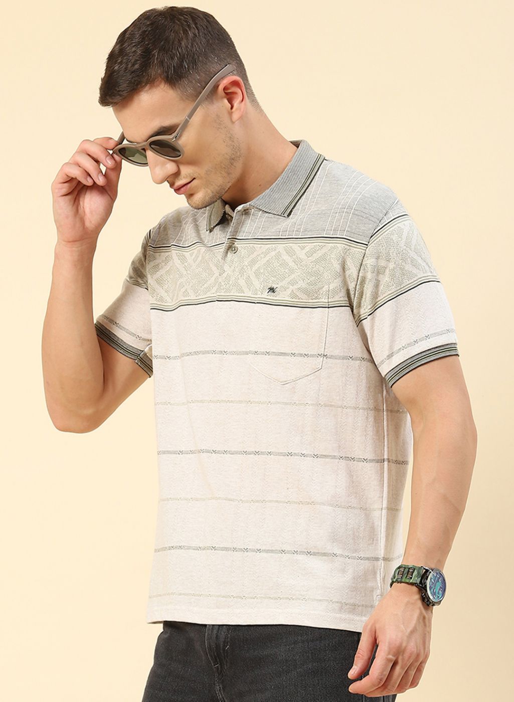 Men Olive Printed T-Shirt