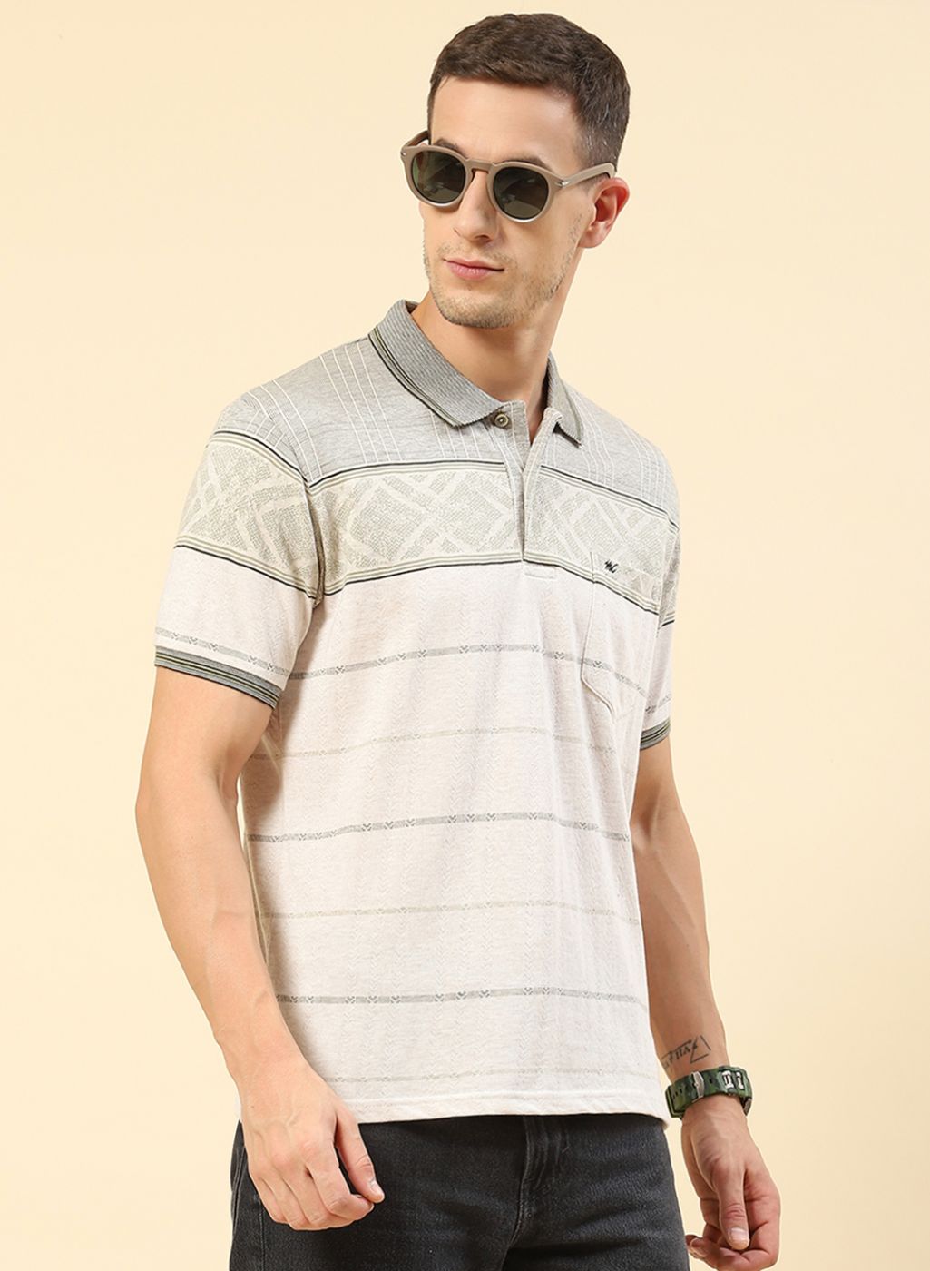 Men Olive Printed T-Shirt