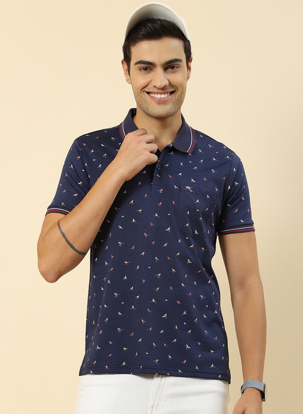 Men Blue Printed T-Shirt