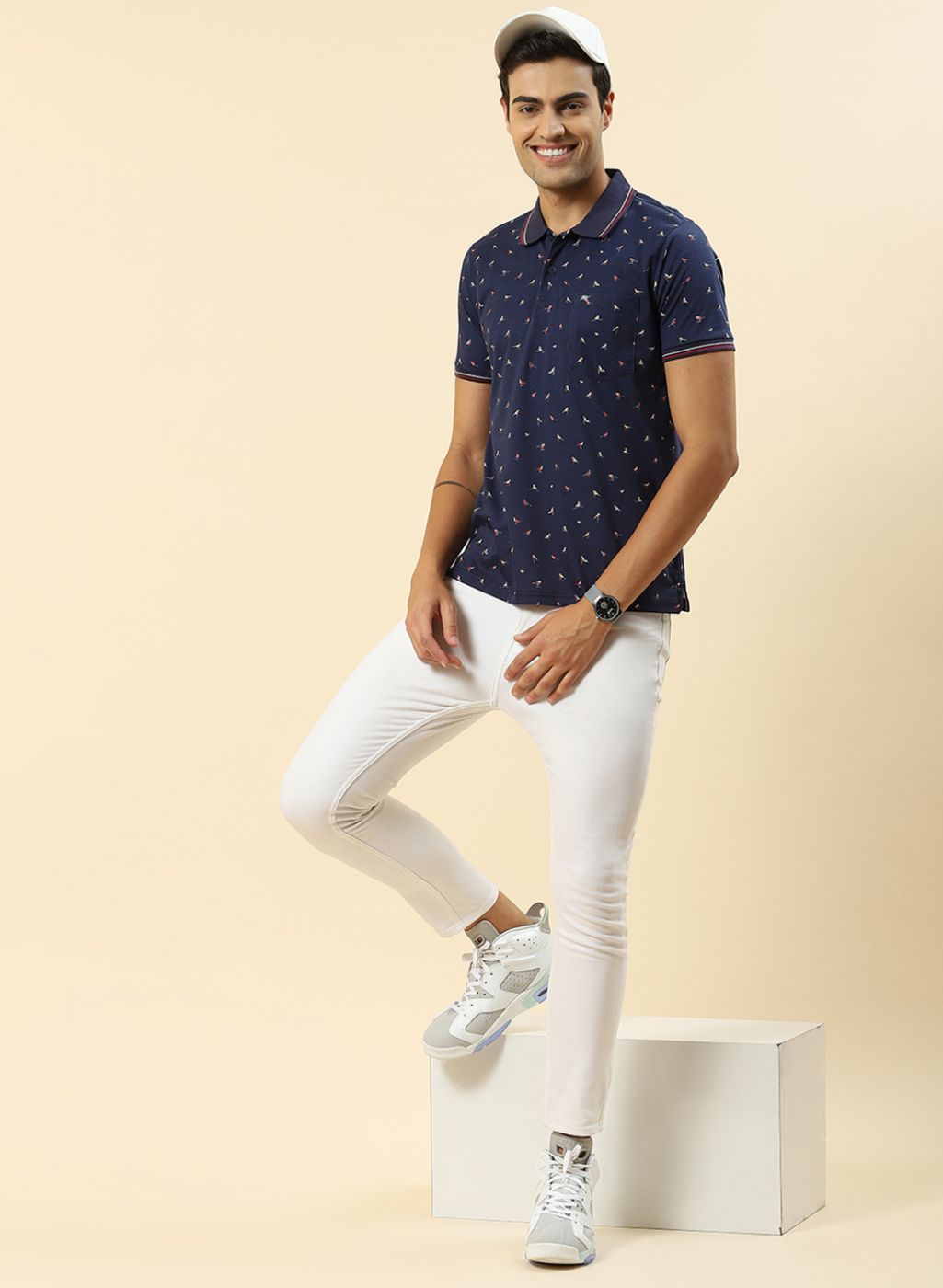 Men Blue Printed T-Shirt