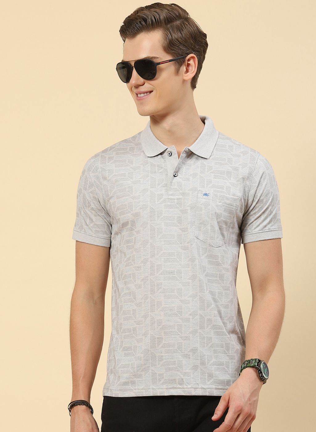 Men Grey Printed T-Shirt