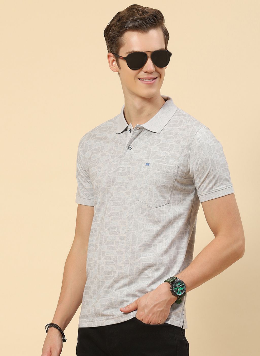Men Grey Printed T-Shirt