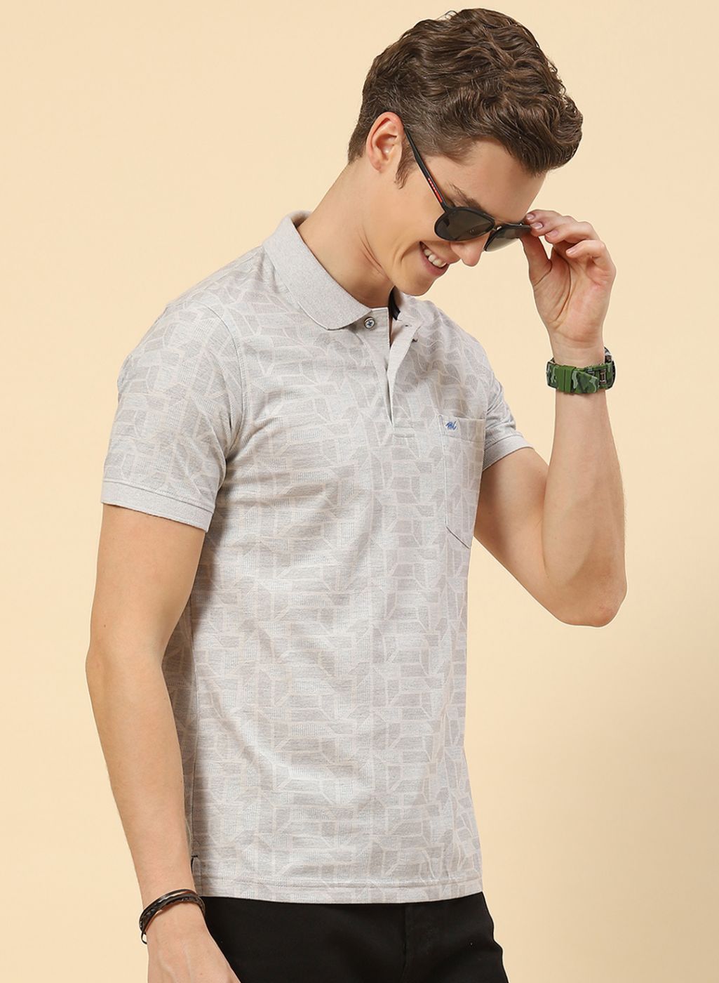 Men Grey Printed T-Shirt