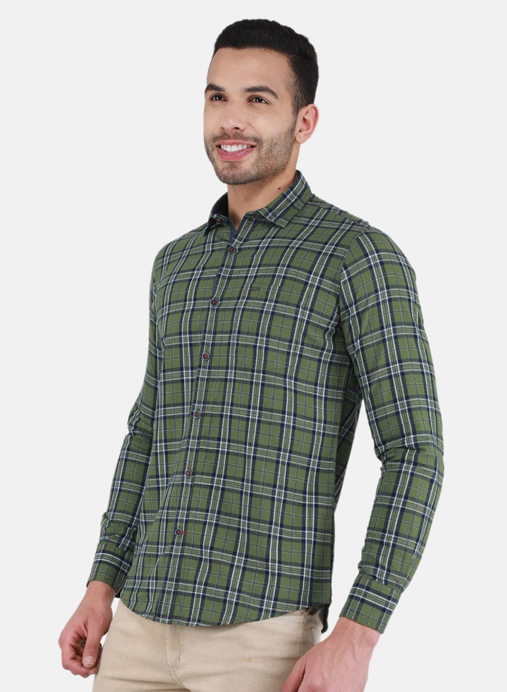 Men Green Check Shirt